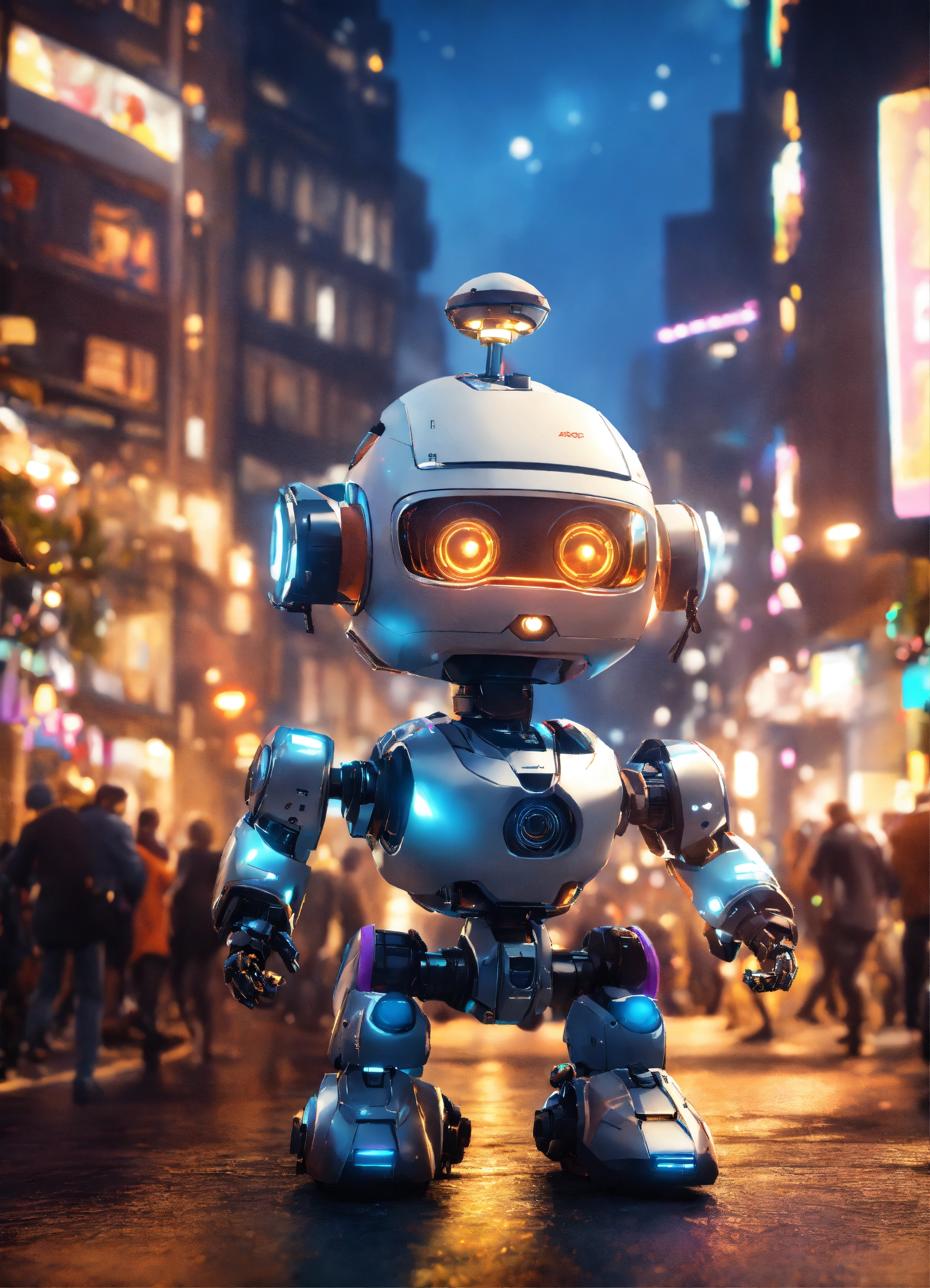 Lexica - Unreal engine render of a cute tiny robo in a busy, crowded ...