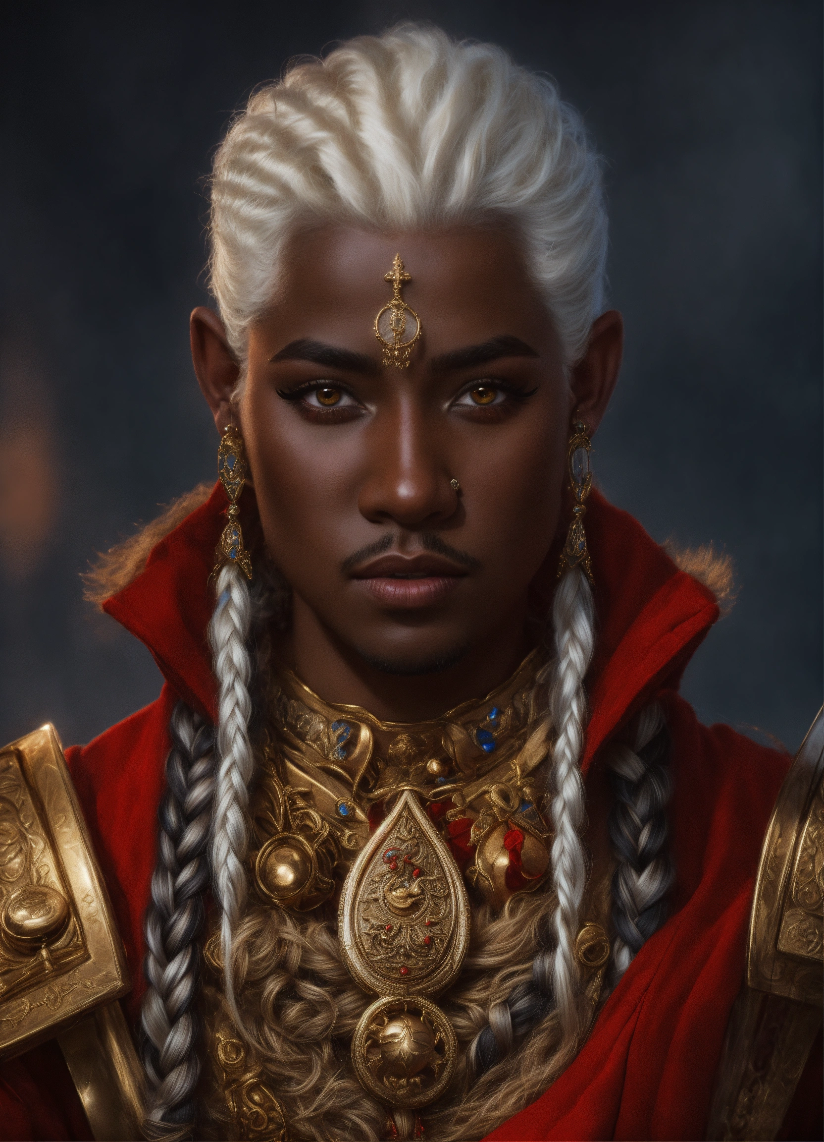lexica-portrait-of-a-dwarf-bard-dark-skin-braided-platinum-blonde