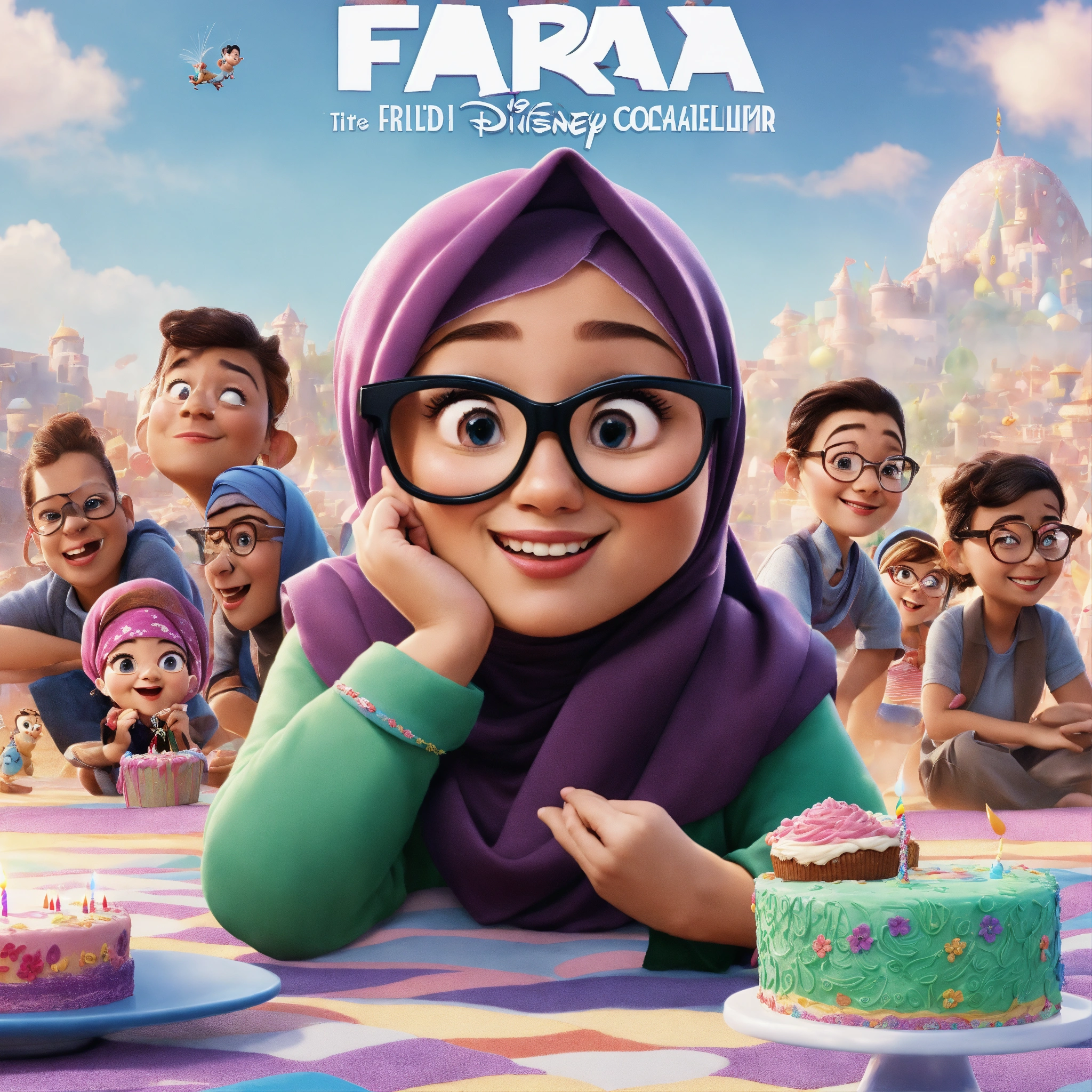Lexica - Disney pixar film poster, movie tittle fara, happy young woman ...