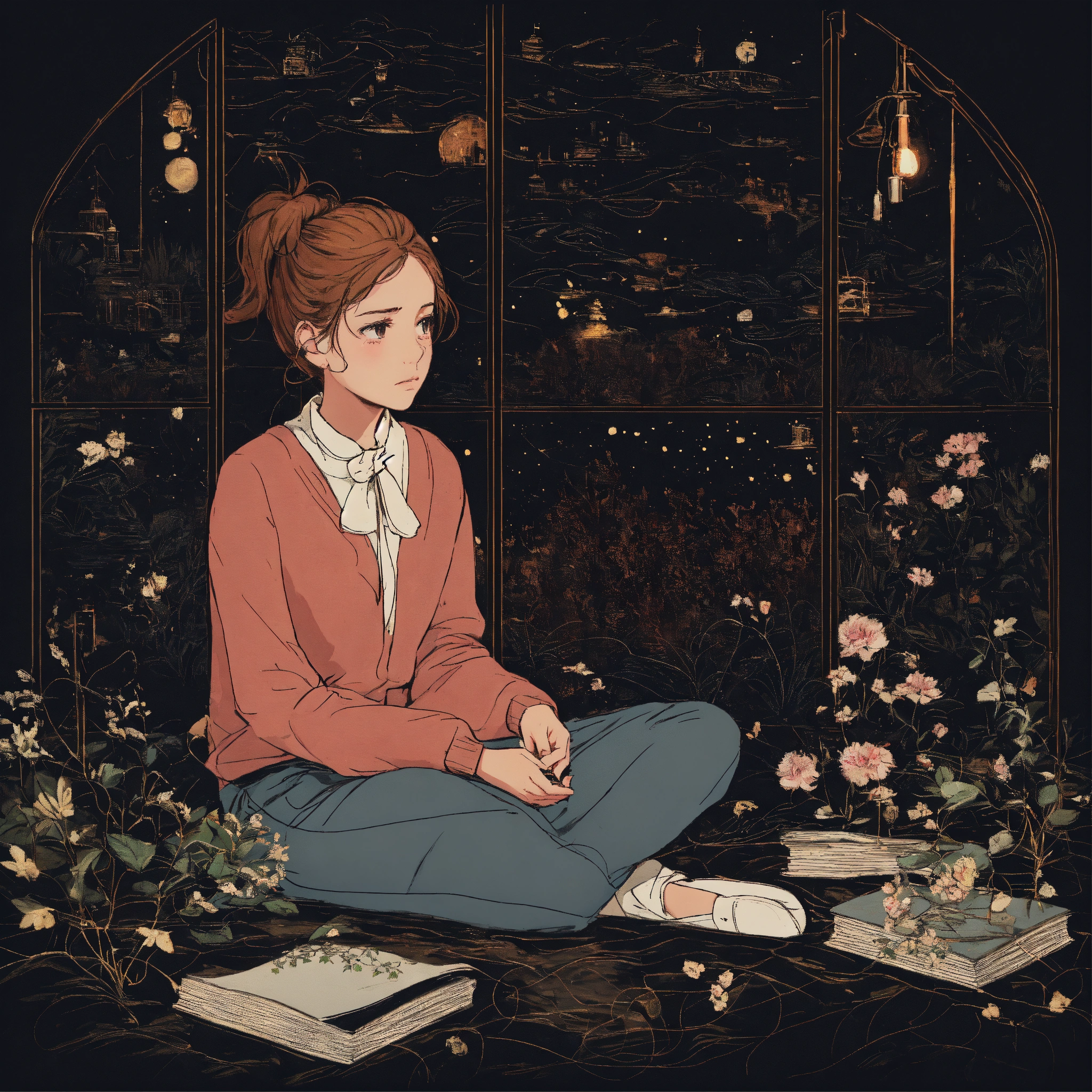 Lexica - The girl doesn’t know what to do, sits, worries and looks for ...