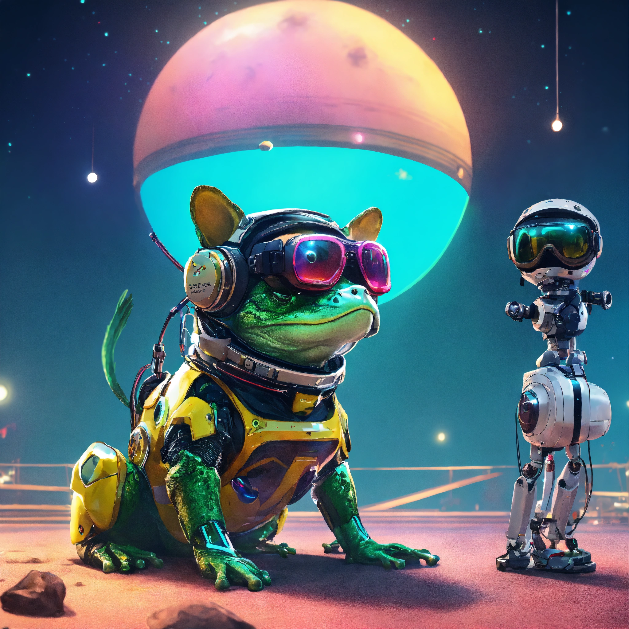 Lexica - Frog with dog inu full body cyberpunk style immaculate robot ...