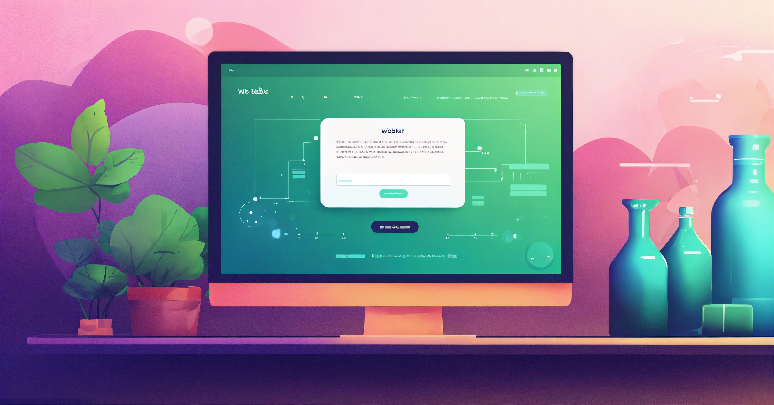 Lexica - Website builder interface on computer. no people. simple flat ...