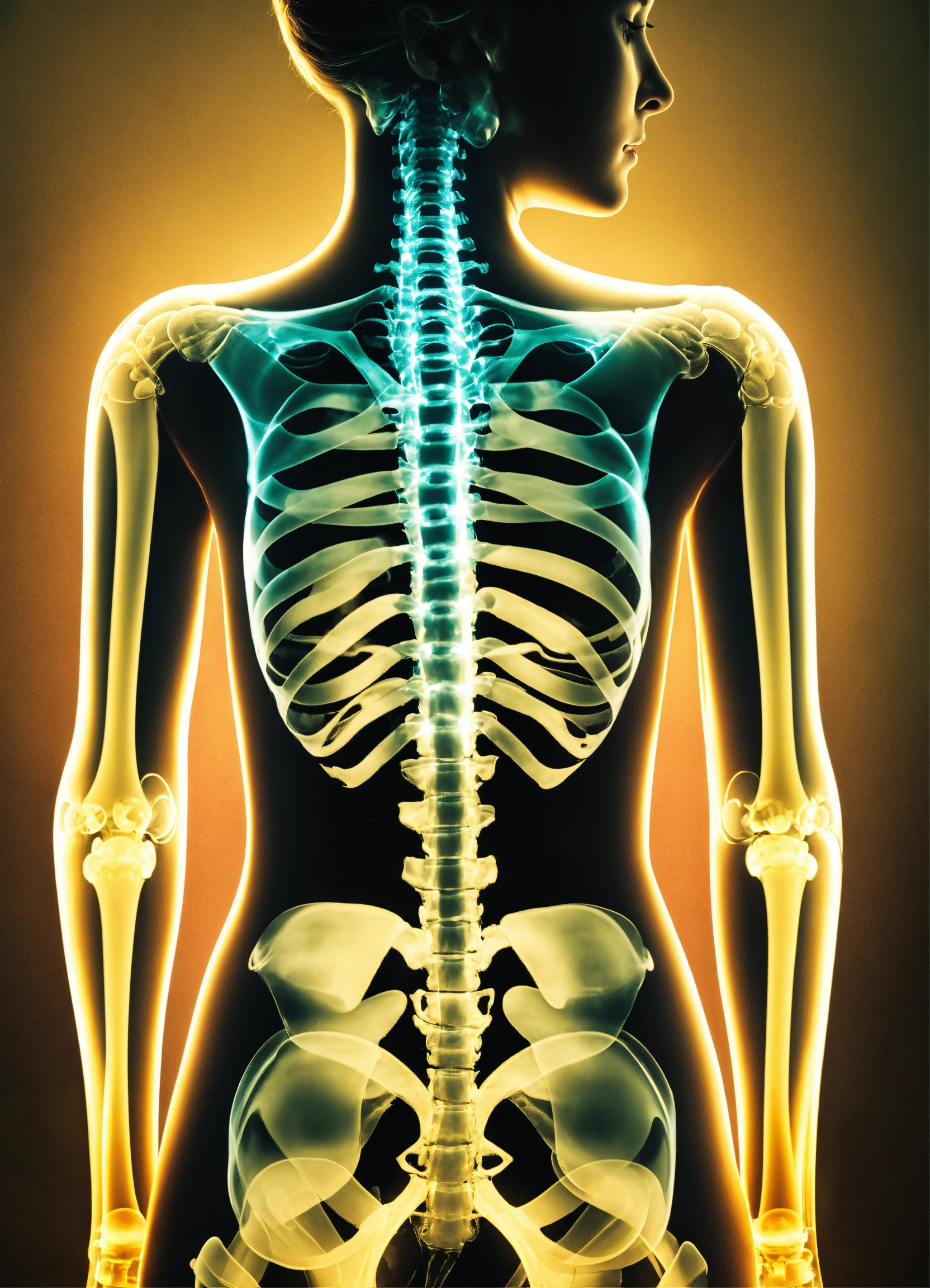 Lexica Create a realistic photo of a spinal Xray, with emphasis on a vertebra that shows