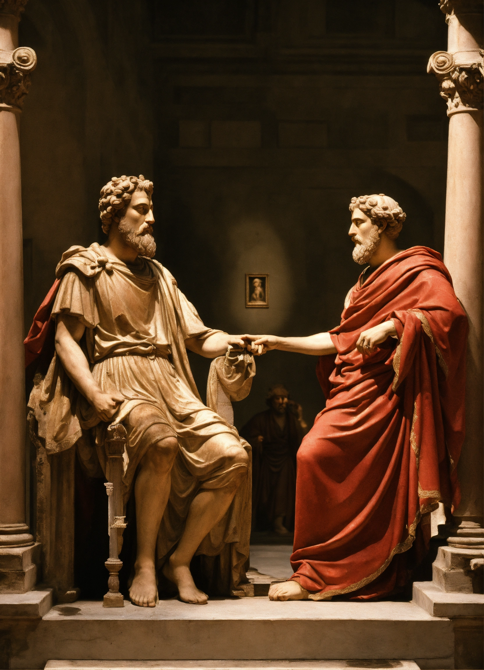 Lexica Please make me a foto of Marcus Aurelius and Lucius Anneo