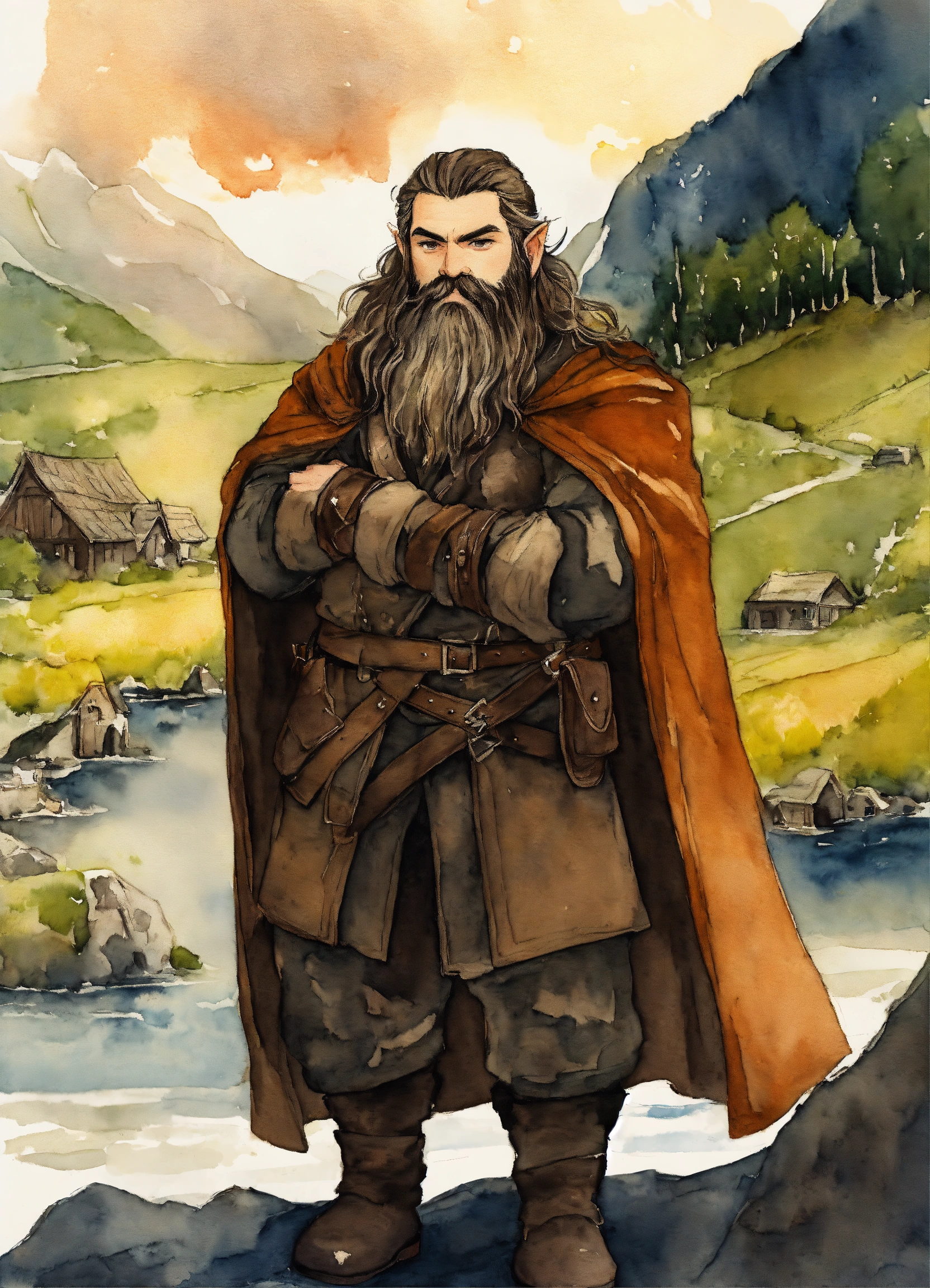 Lexica - A young Dwarf Gimli from LOTR with dark clothes and dark beard ...