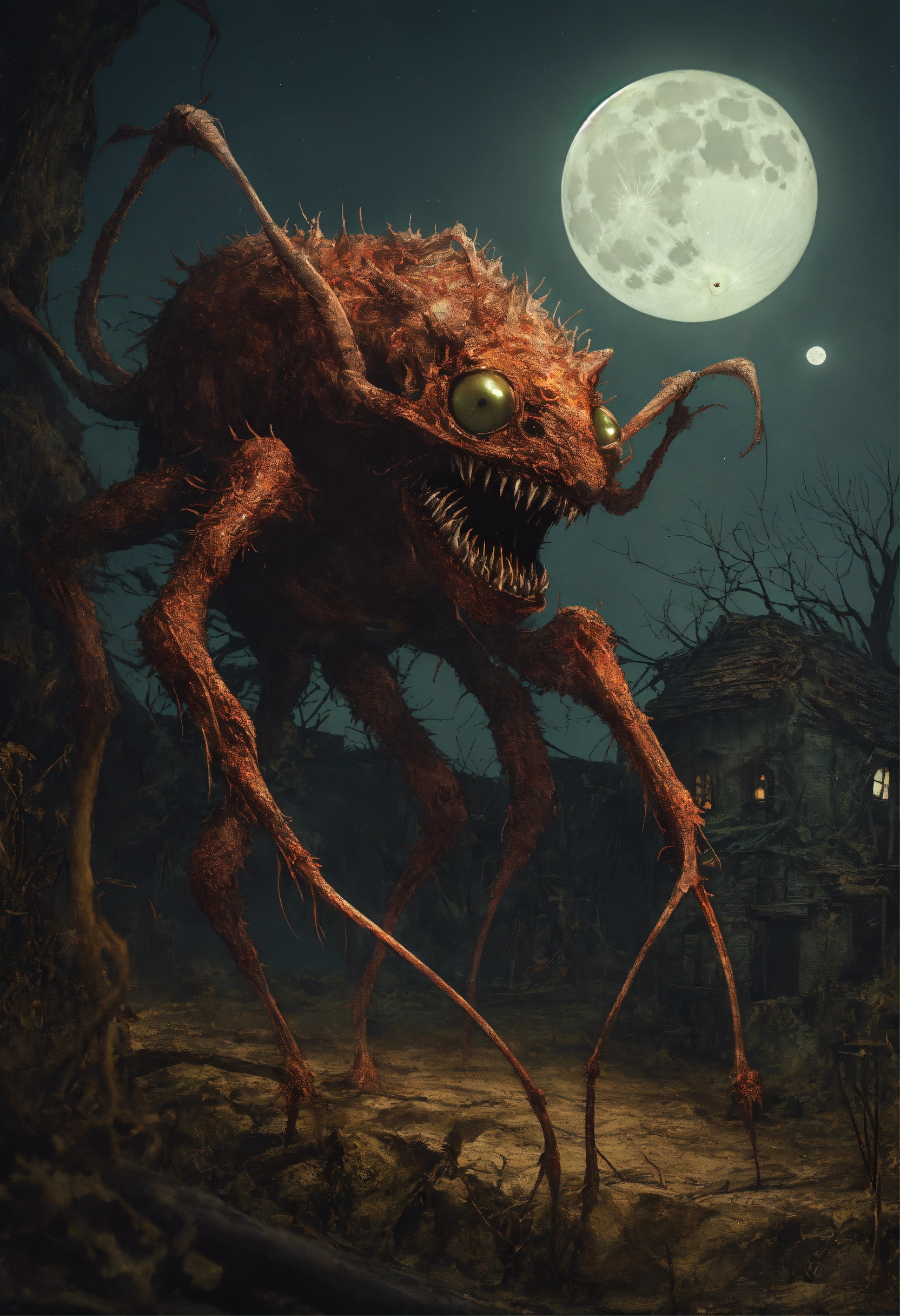 Lexica - Under a full moon, terrifying creatures of various sizes ...