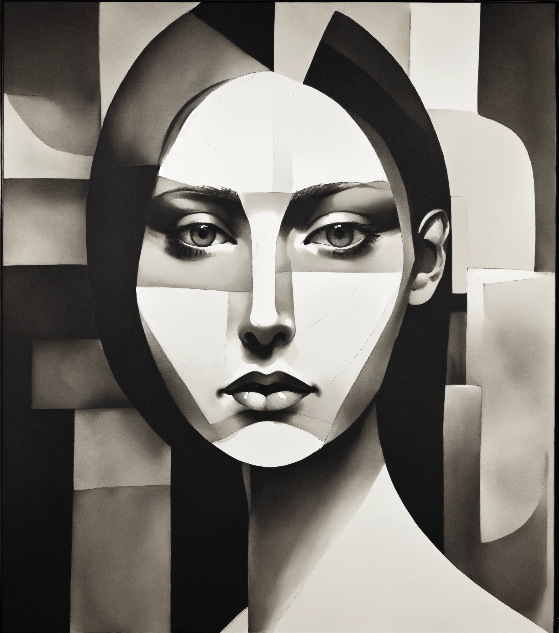 Lexica - A black and white drawing of a woman's face, a minimalist ...