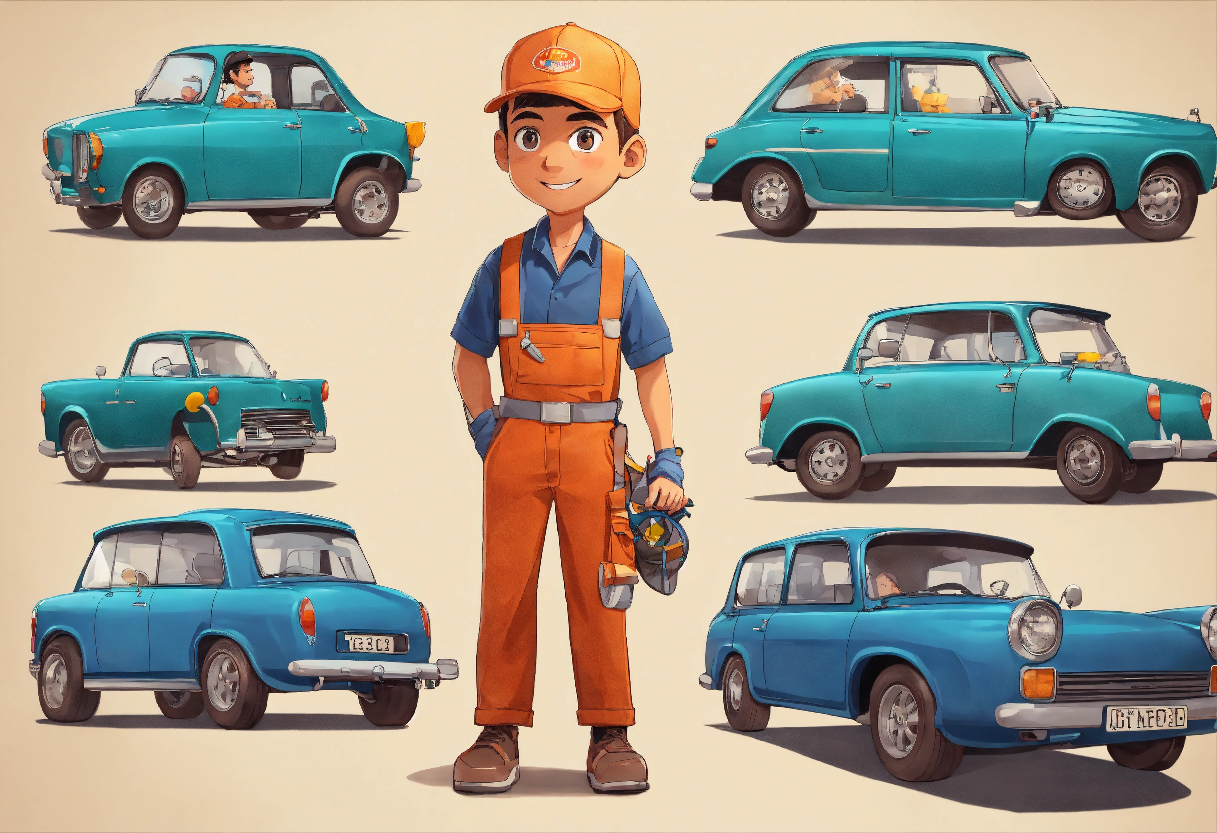 Lexica - Young boy 33 year old , car mechanic dress , cap , car garage ...