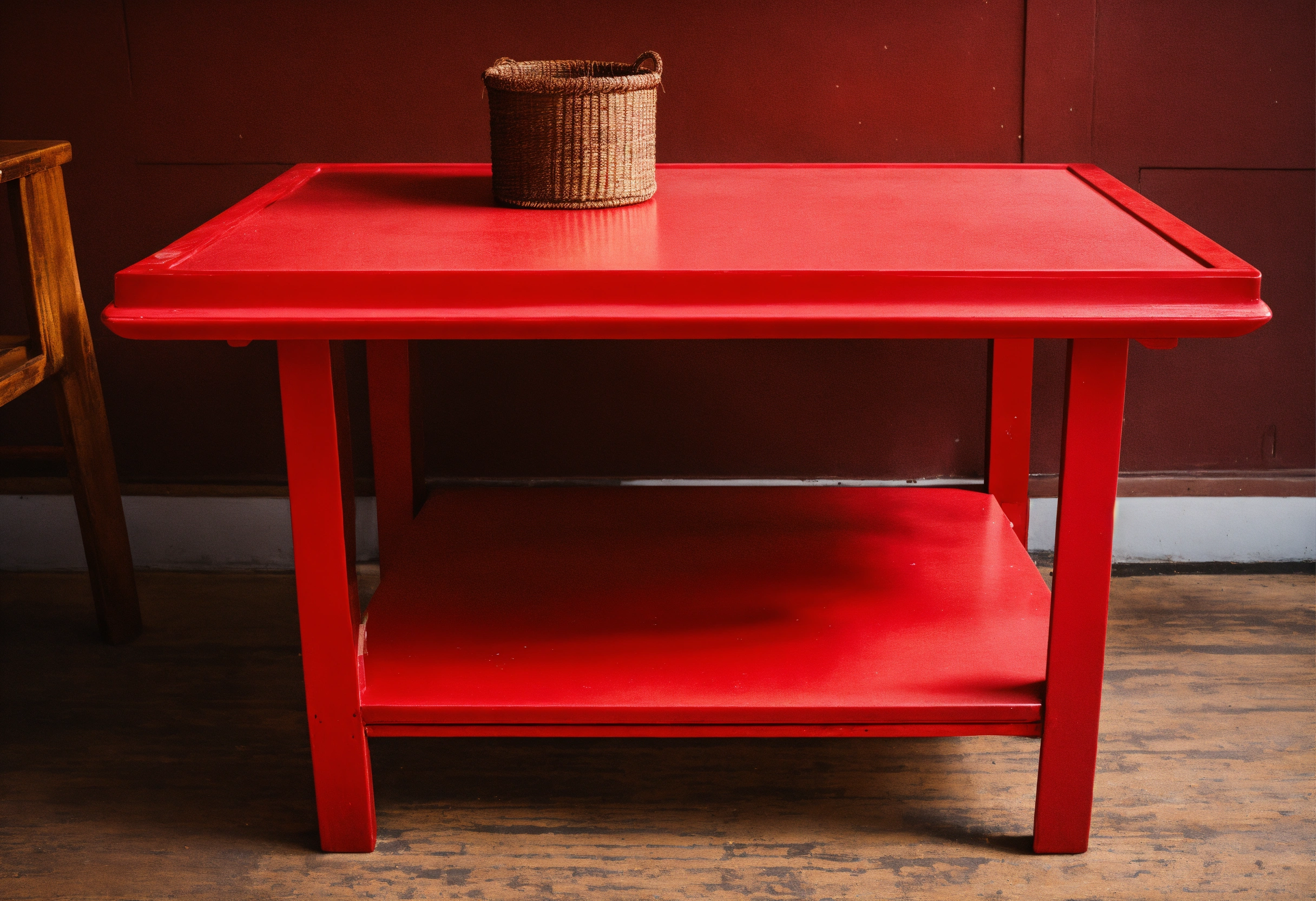 Lexica - A photo of a red table