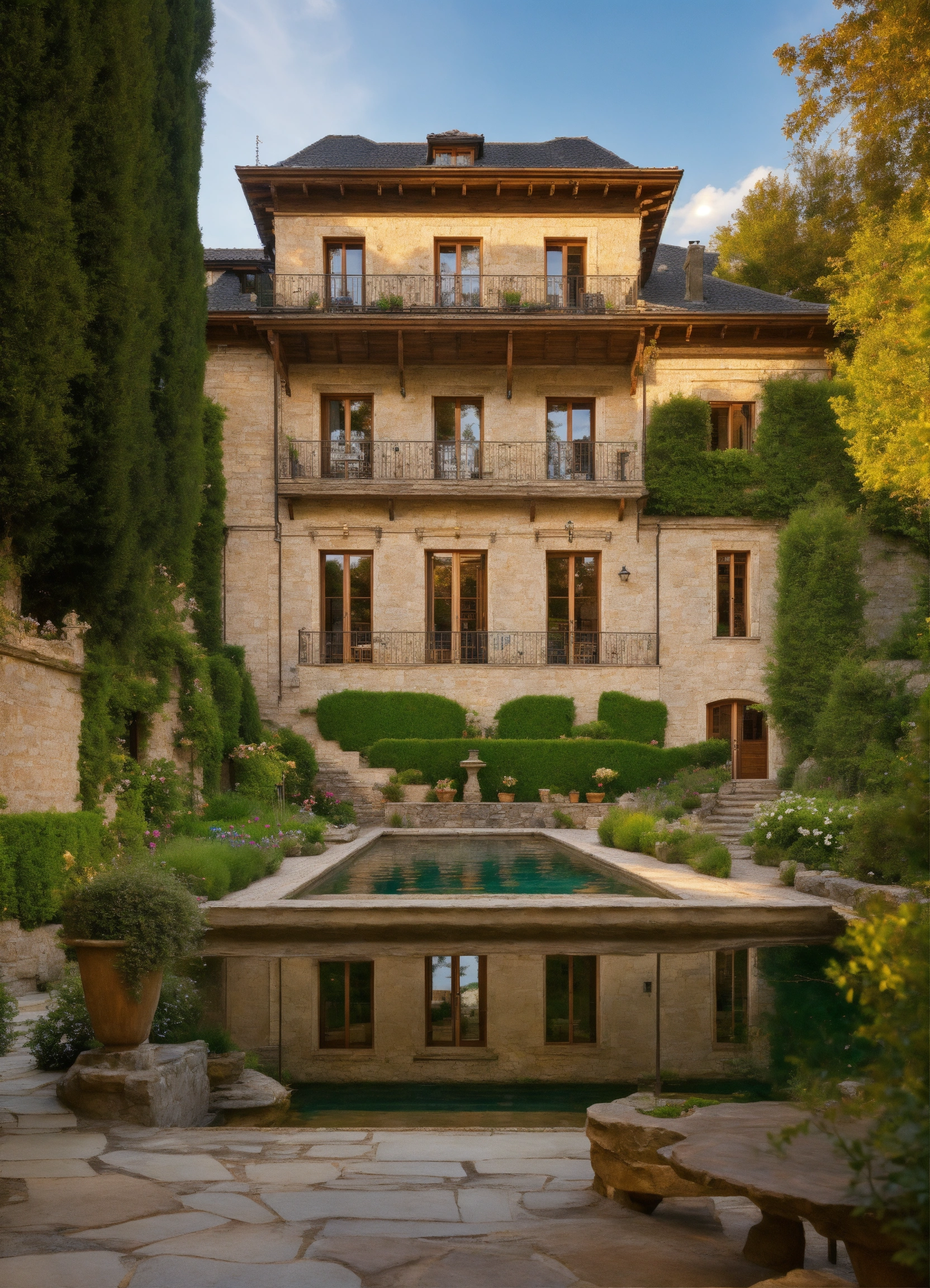 Lexica - Classic huge estate in wood and stone and interior with garden ...