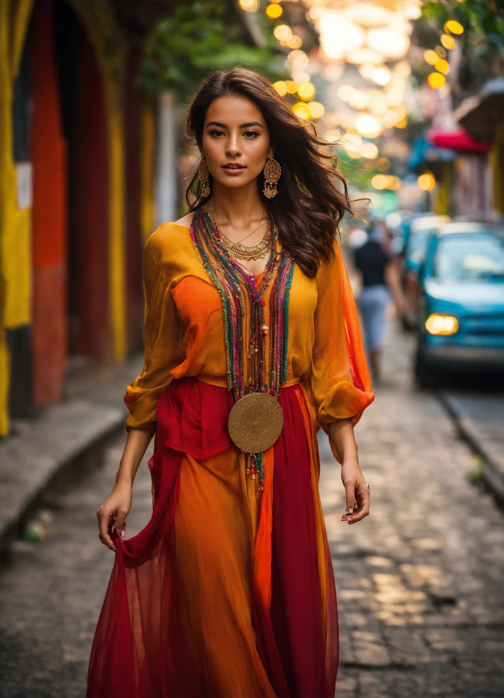 Lexica - Ultra hd modest fashion brunette woman in latin america