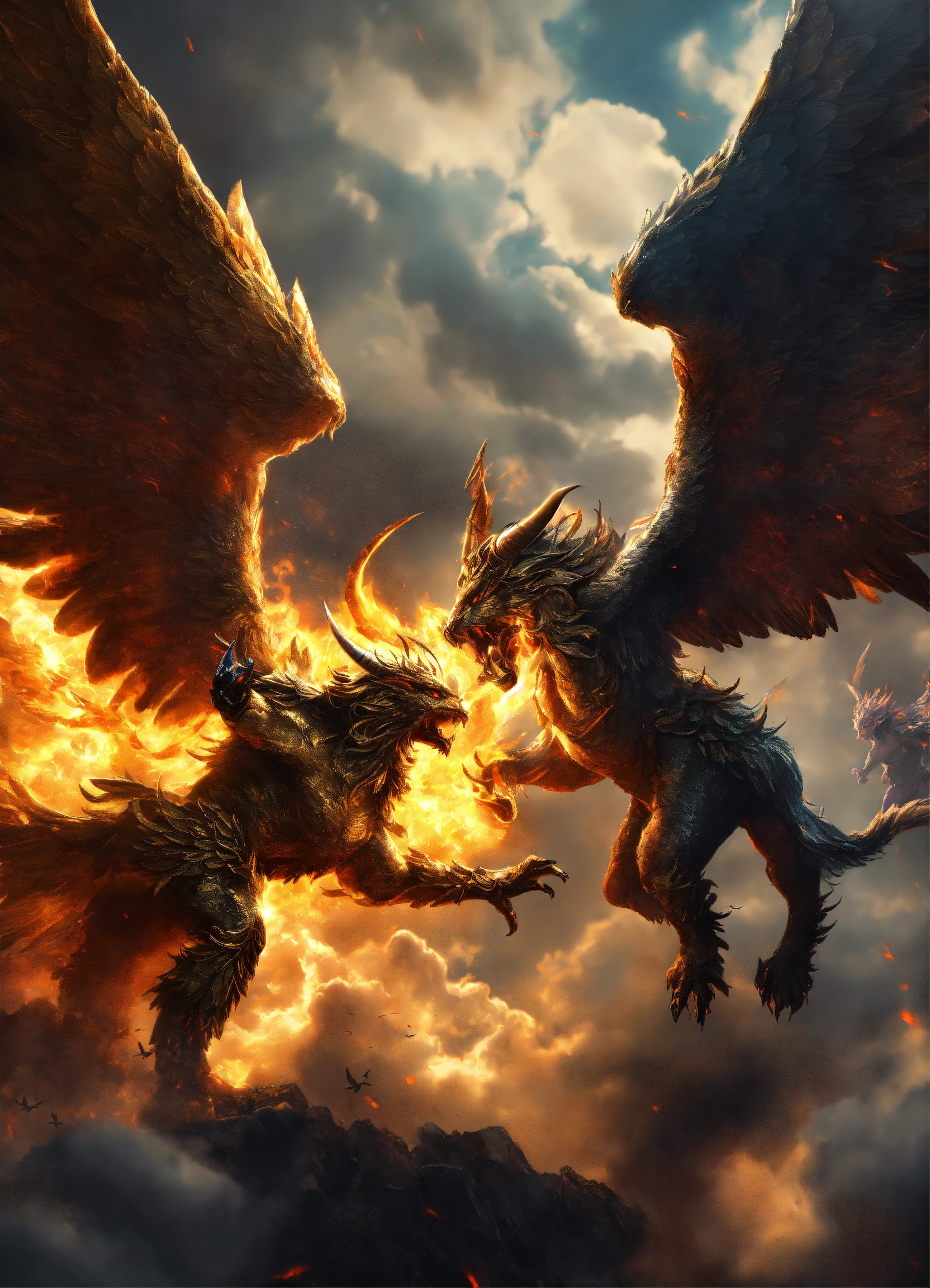 Lexica - Armies of angels and demons fighting in the skytwo smoke ...