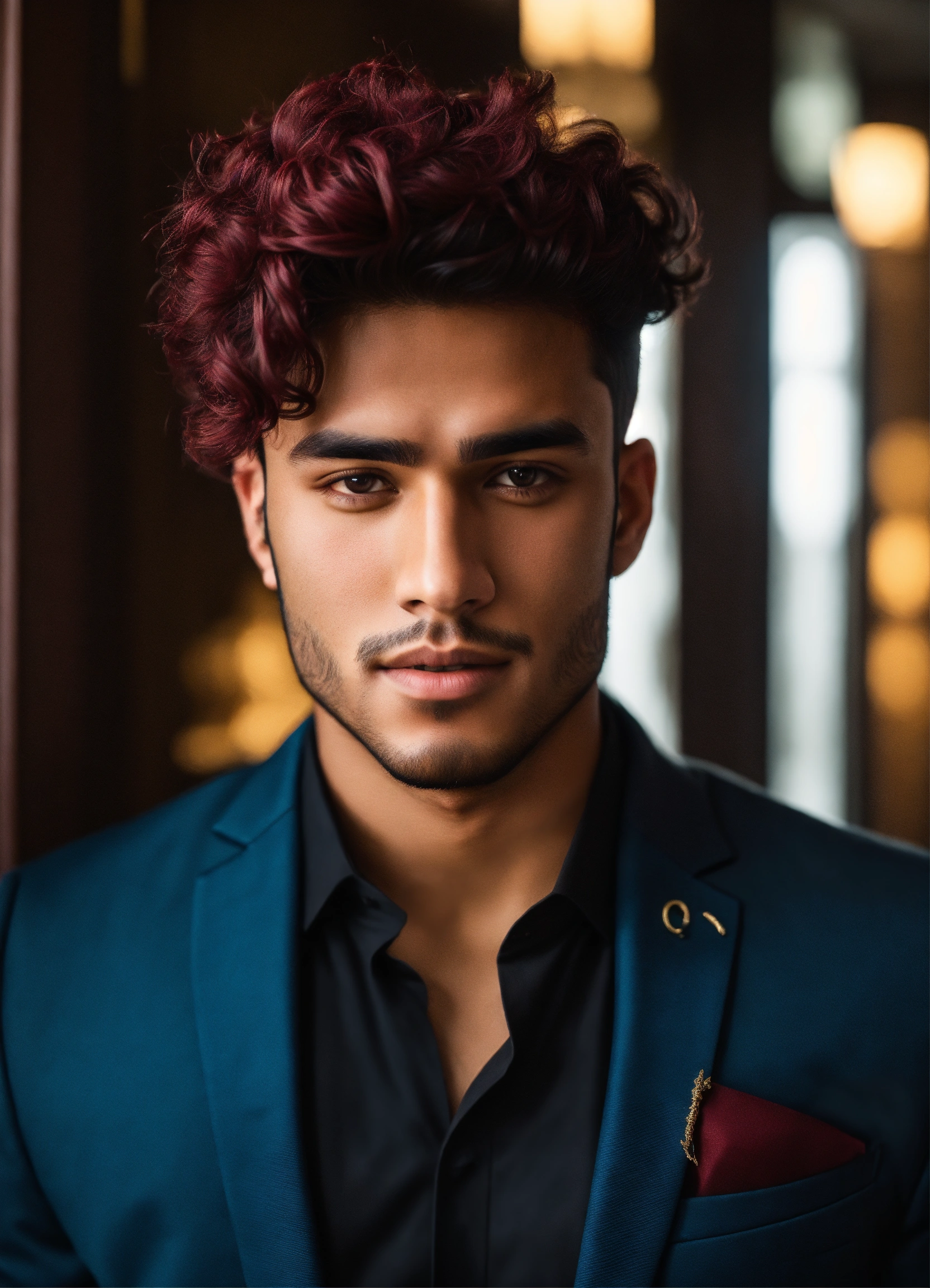 Lexica - Handsome red skinned arab college student with burgundy wavy ...