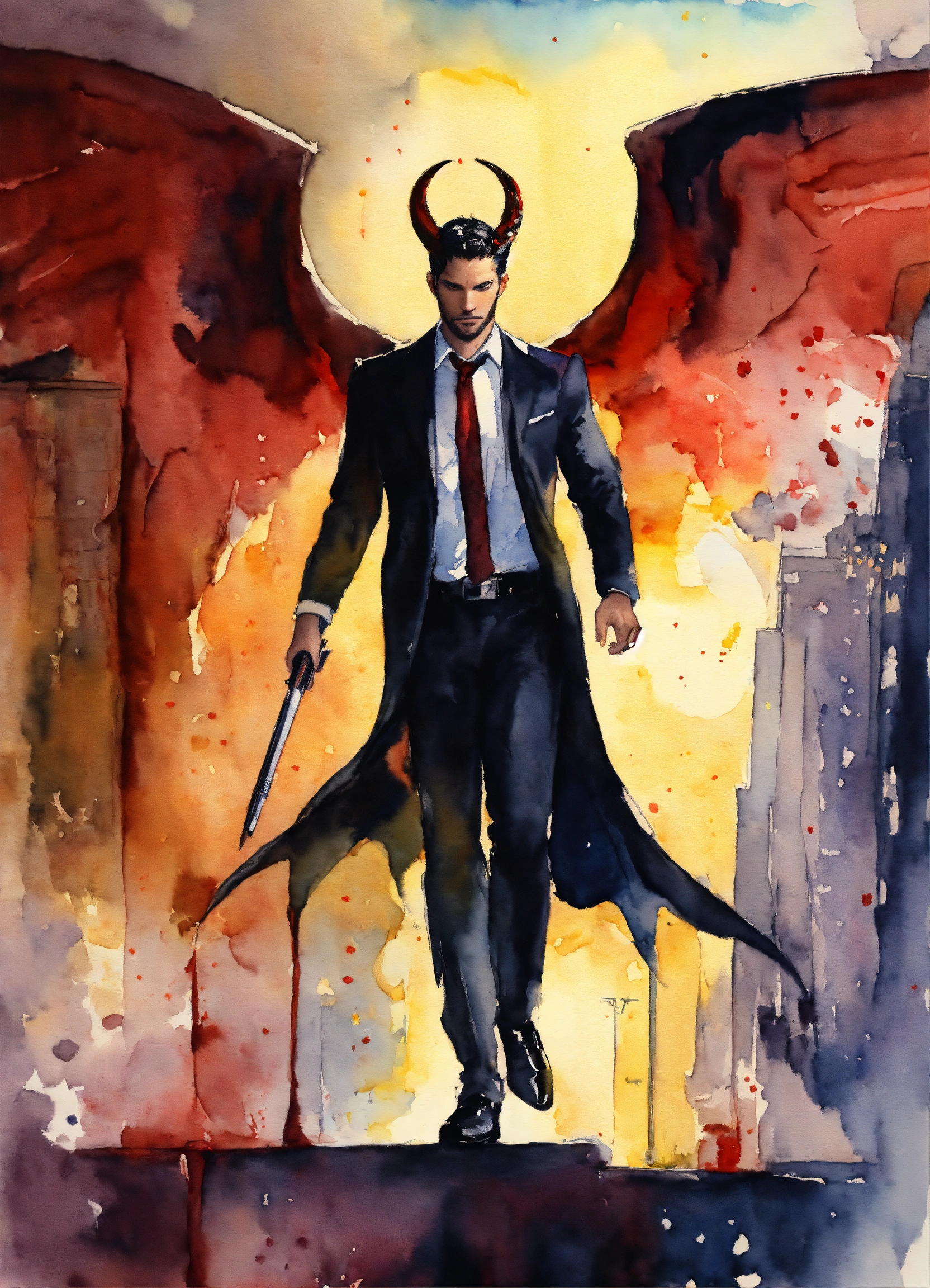 Lexica - Lucifer TW-show from DC watercolor
