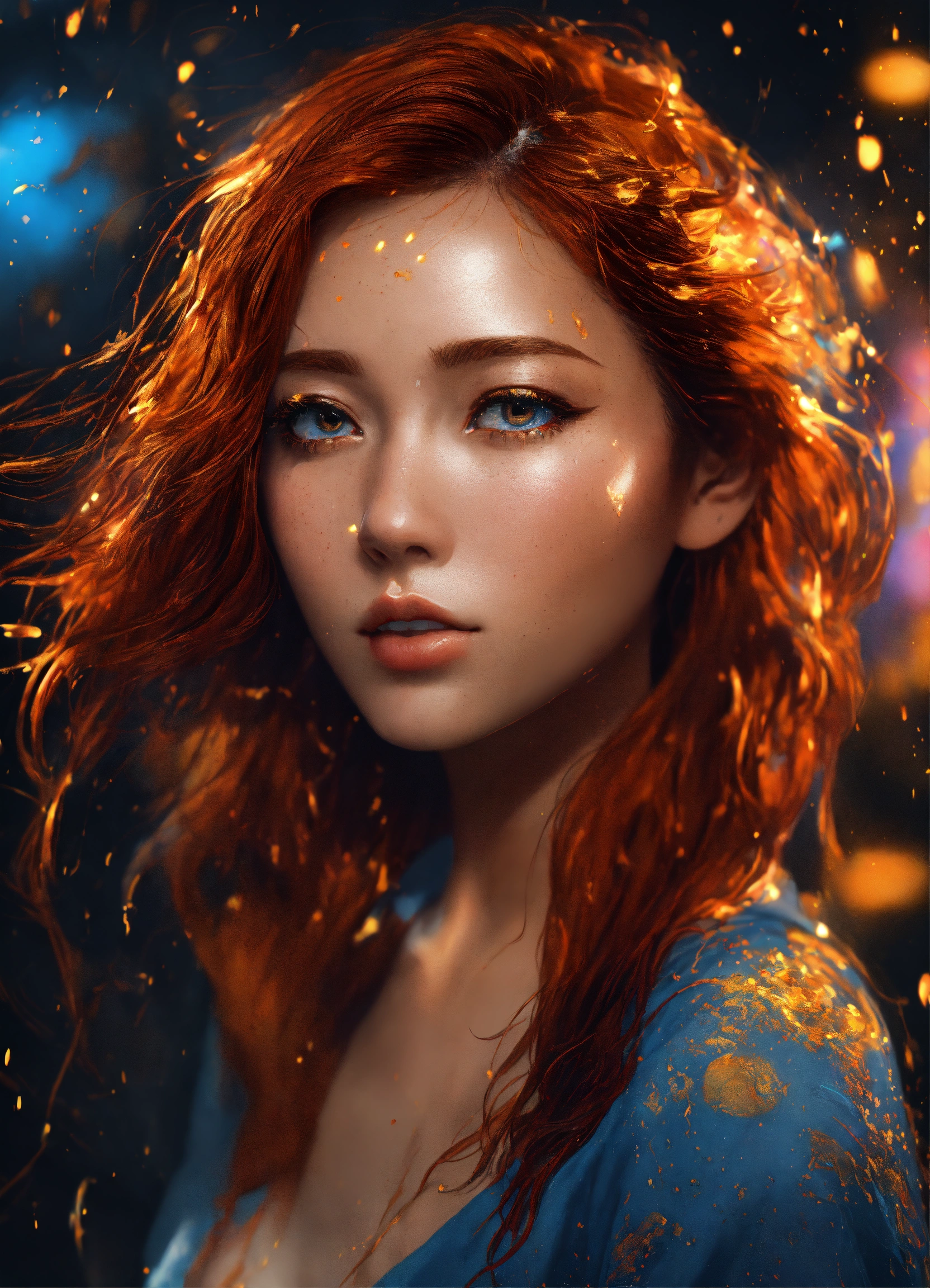 Lexica A beautiful redhead with korean features, Hyperdetailed hazel