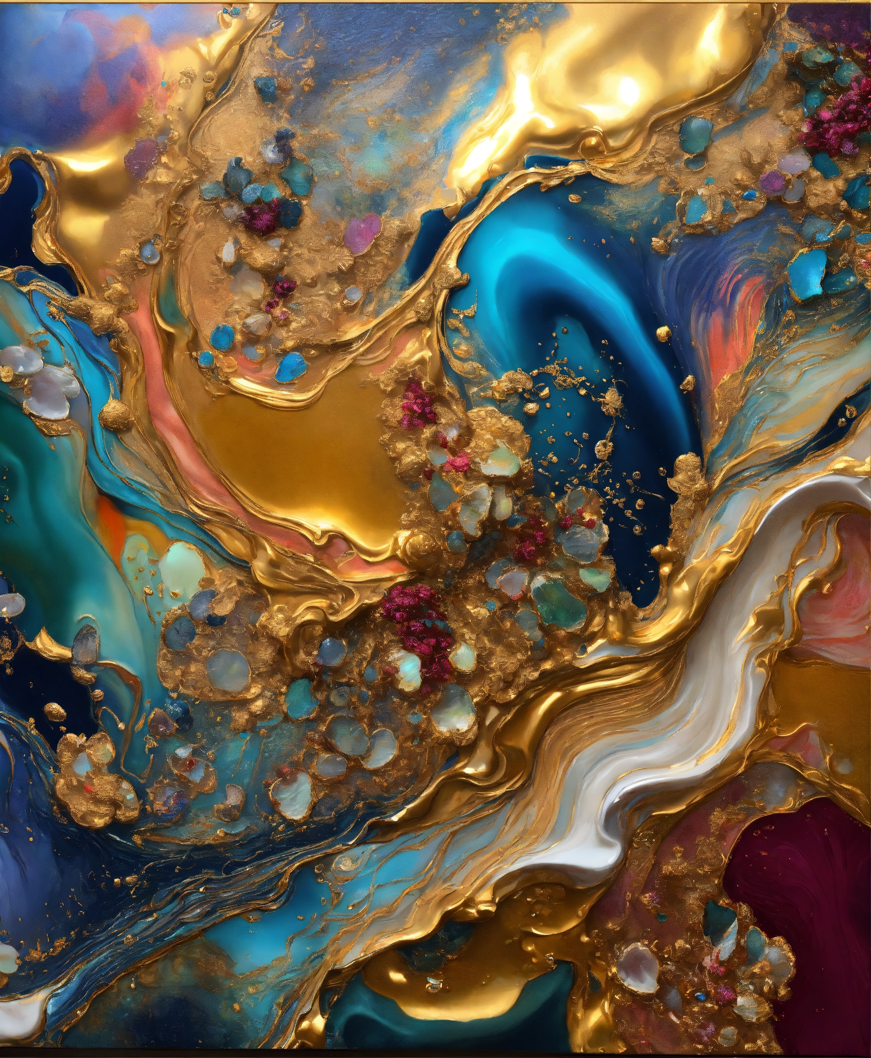Lexica - Colorful abstract painting oil and water complex complicated ...