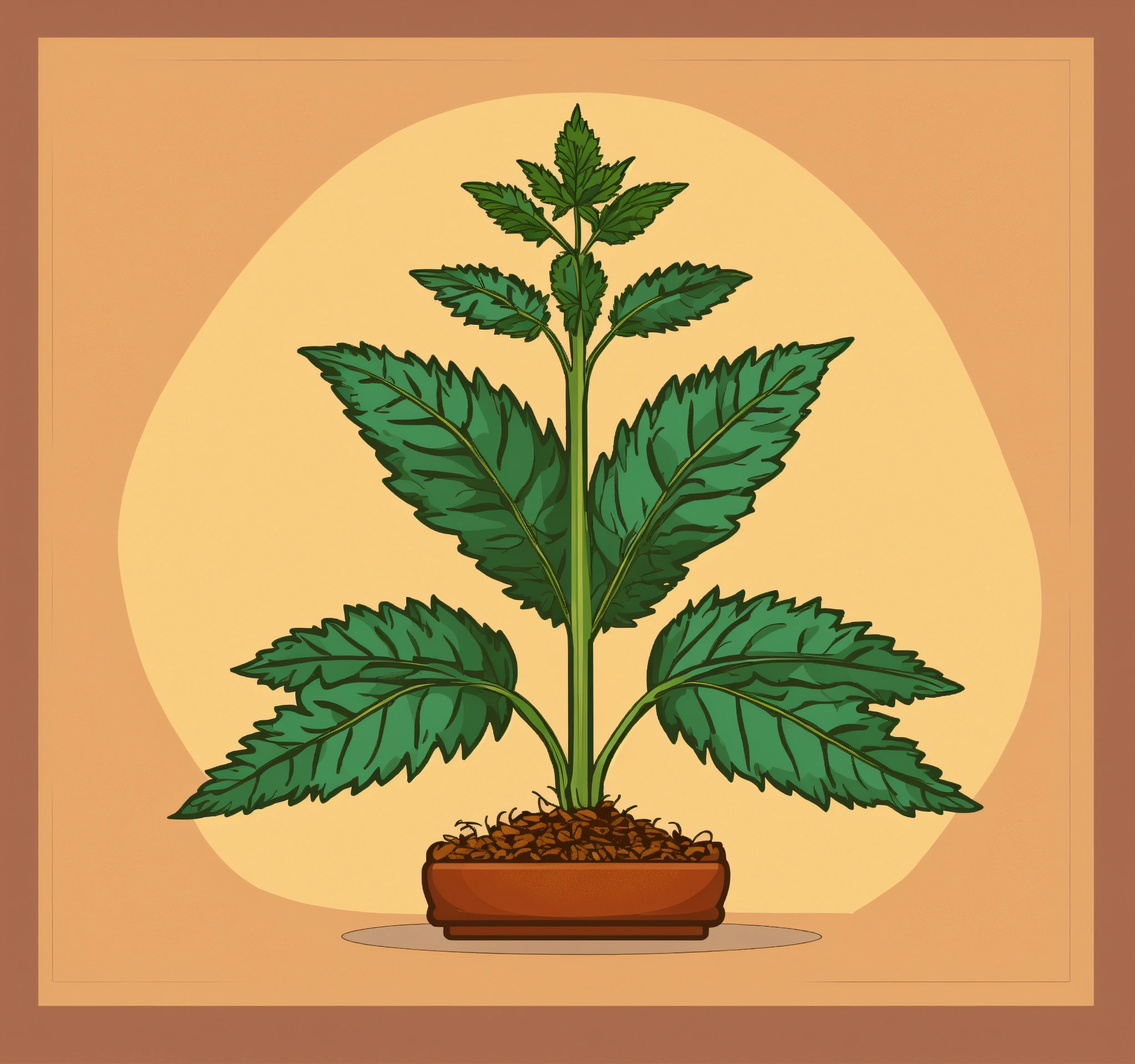 Lexica - Simple bright narrow nettle plant in the middle vector icon