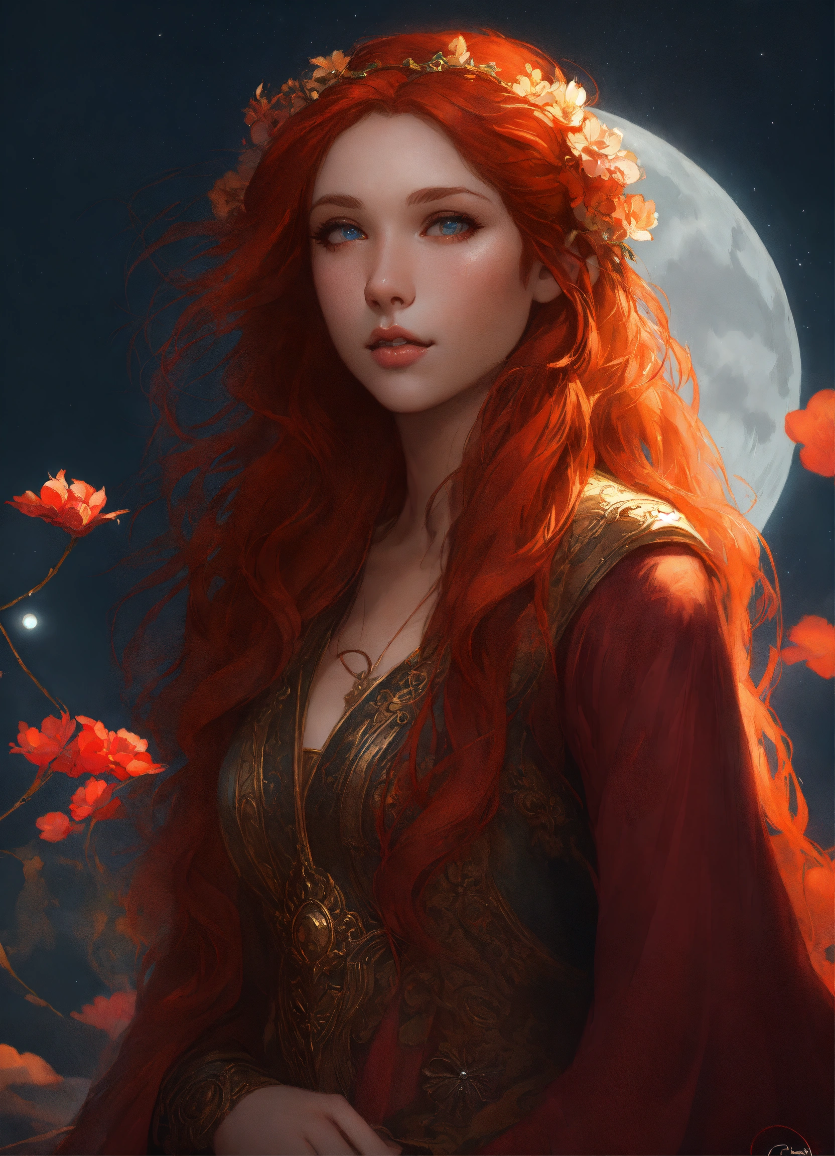 Lexica - Beautiful, red hair, elf princess, long hair, mysterious ...