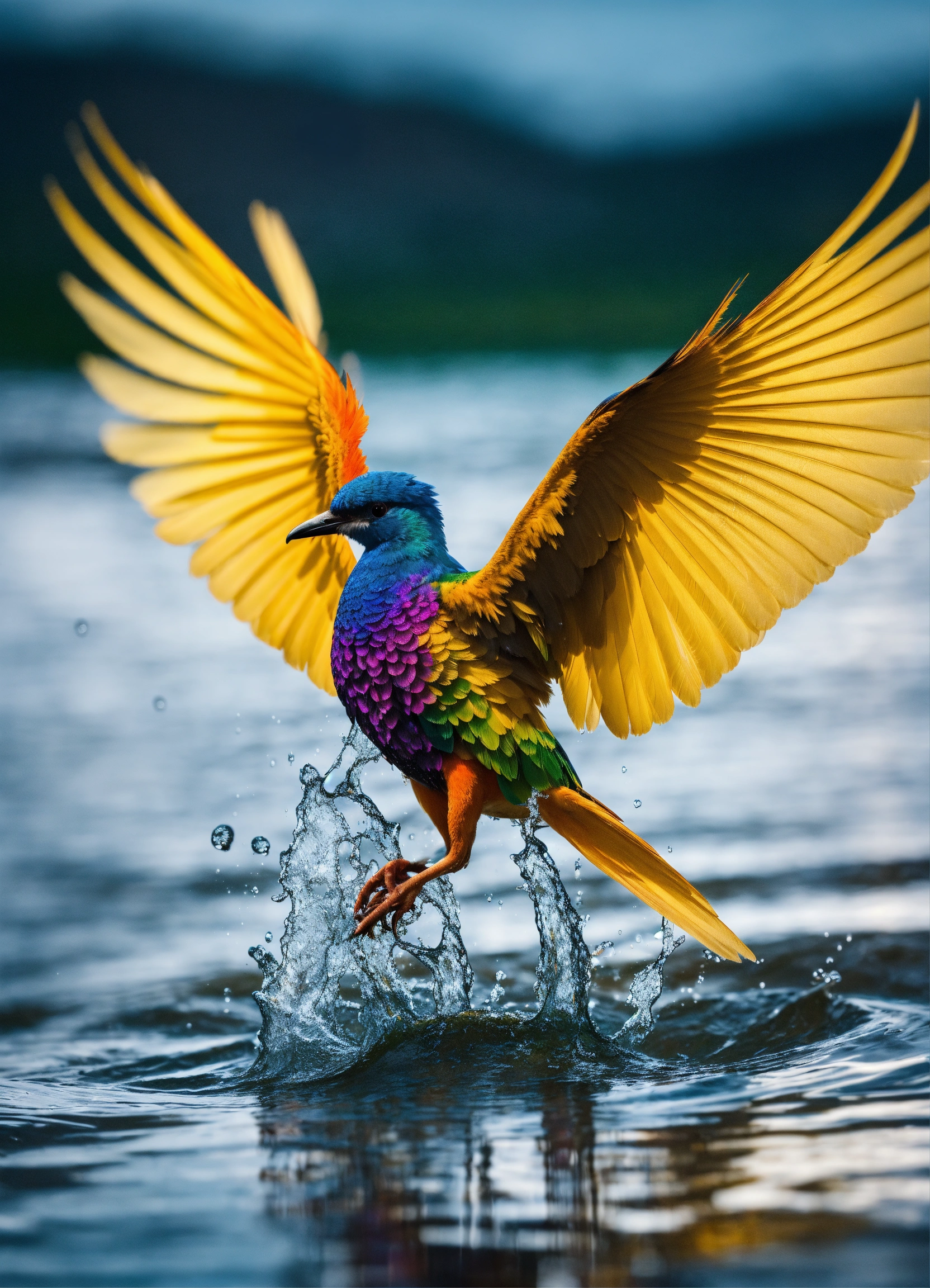 Lexica - Drop of water bounces above the water surface, transforming ...