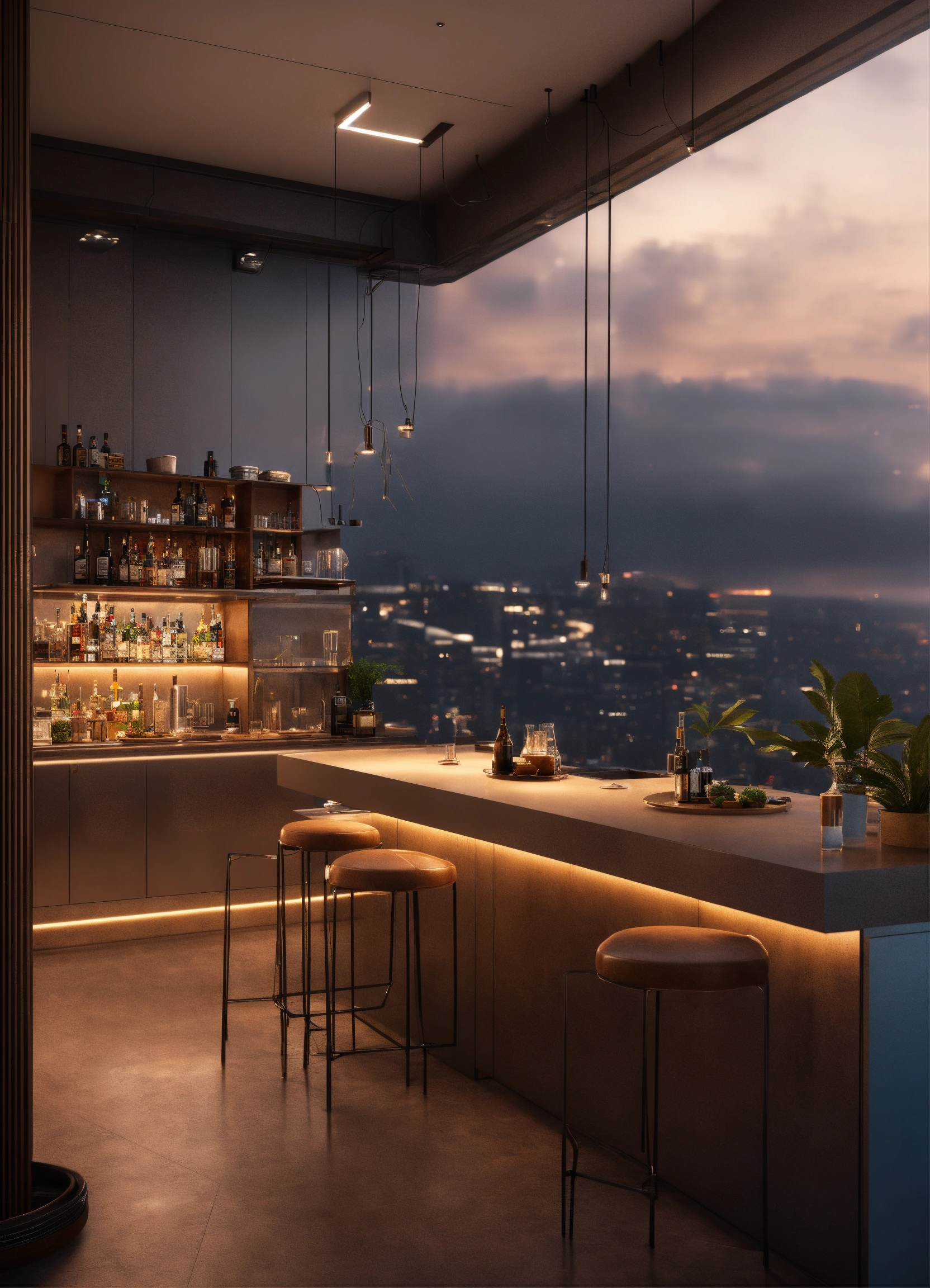 Lexica Futuristic Penthouse Condo Bar Small Kitchen Minimalist Photo Inspiration