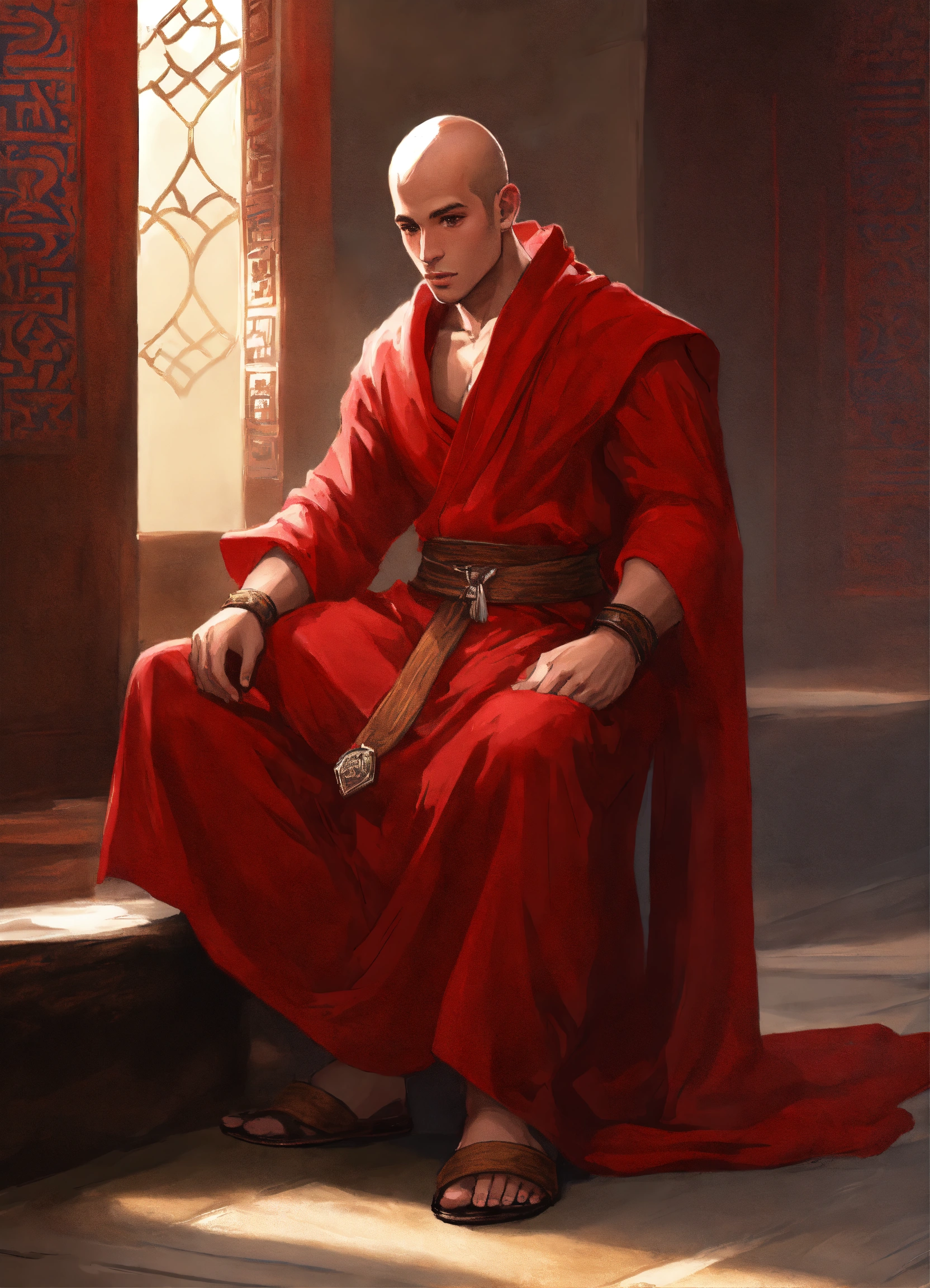 Lexica - D&d Male, Monk, Red Robes, Shirtless