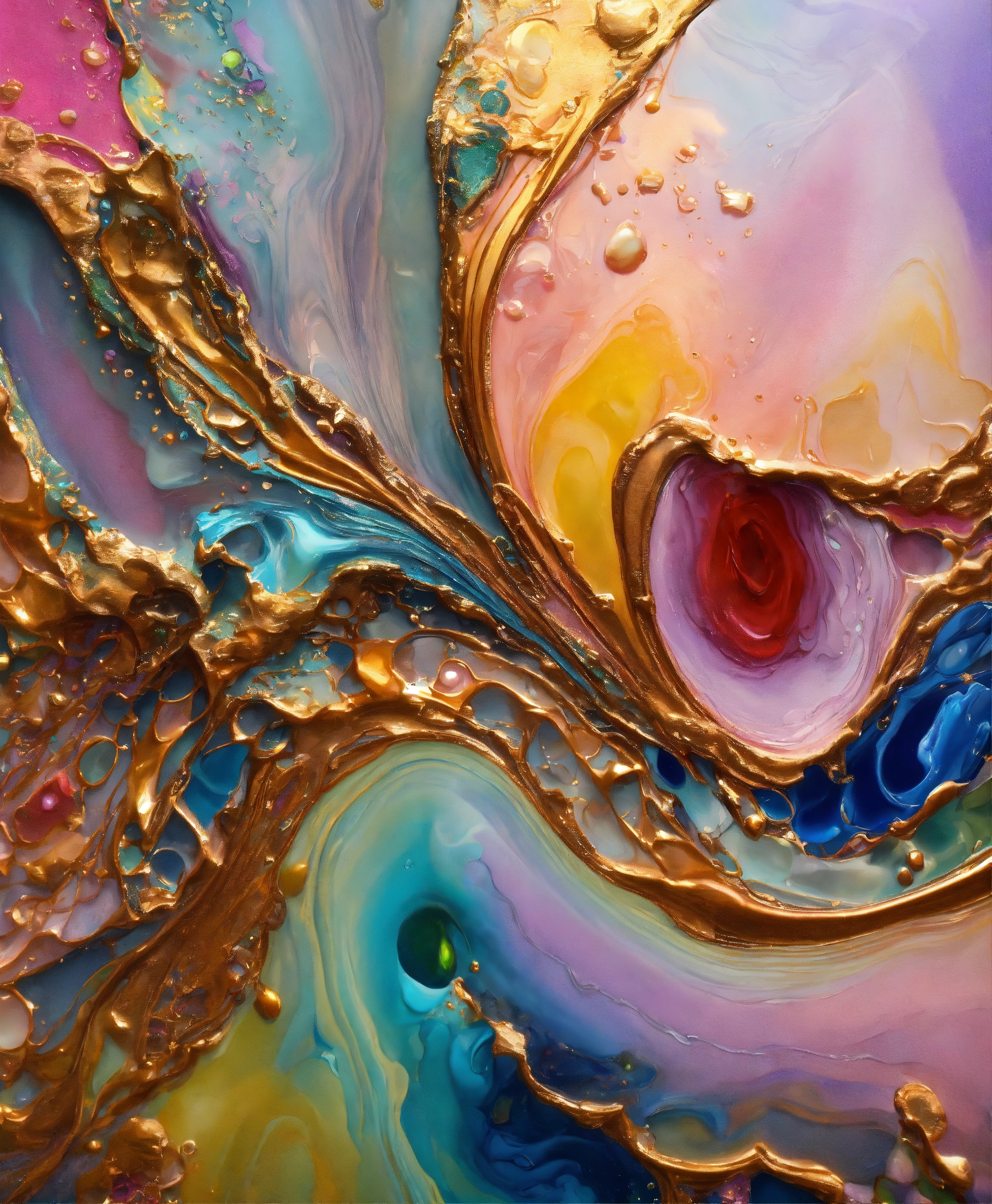 Lexica - Colorful abstract painting oil and water complex complicated ...
