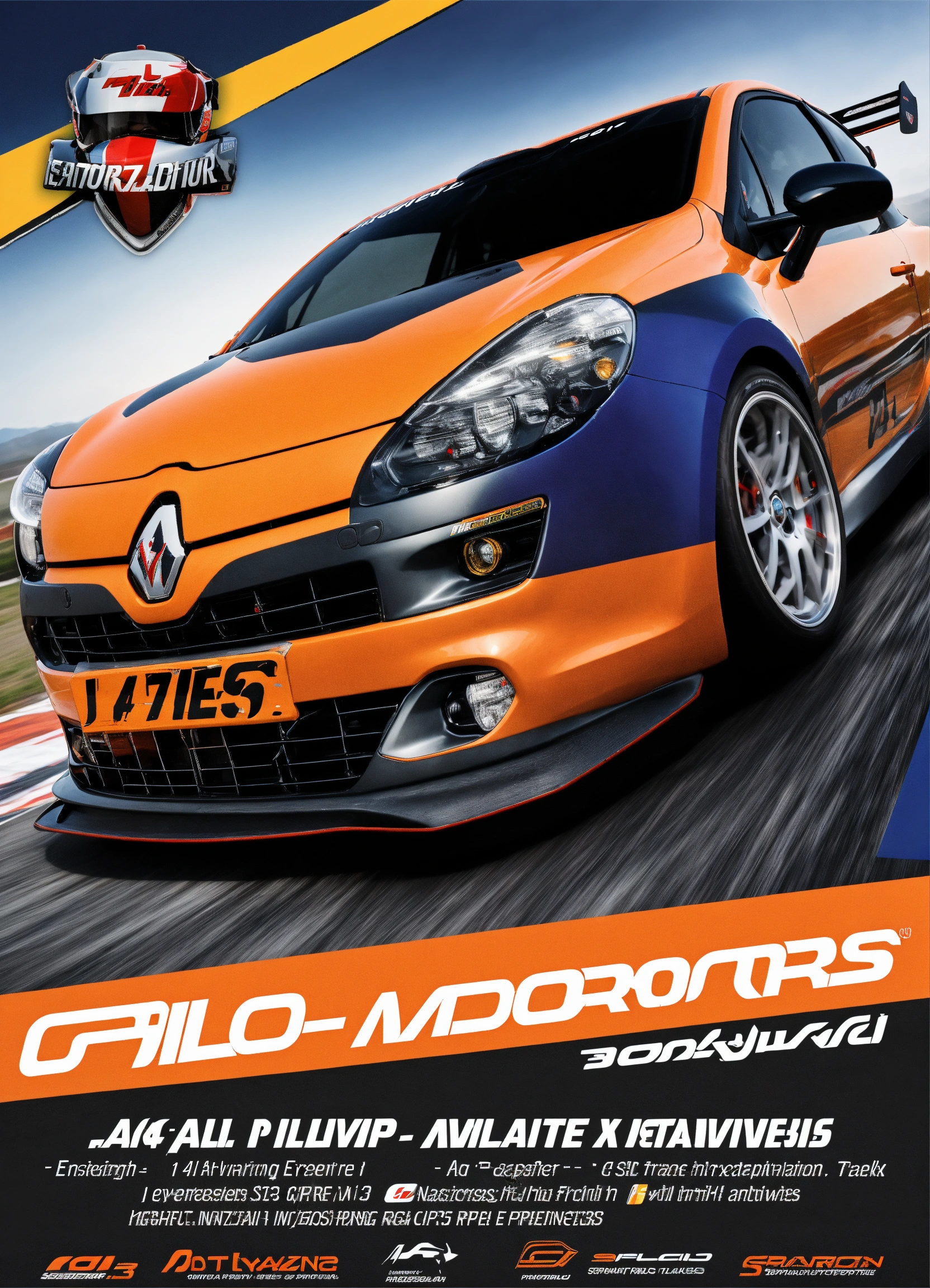 Lexica - Picture a captivating motorsports flyer showcasing three ...