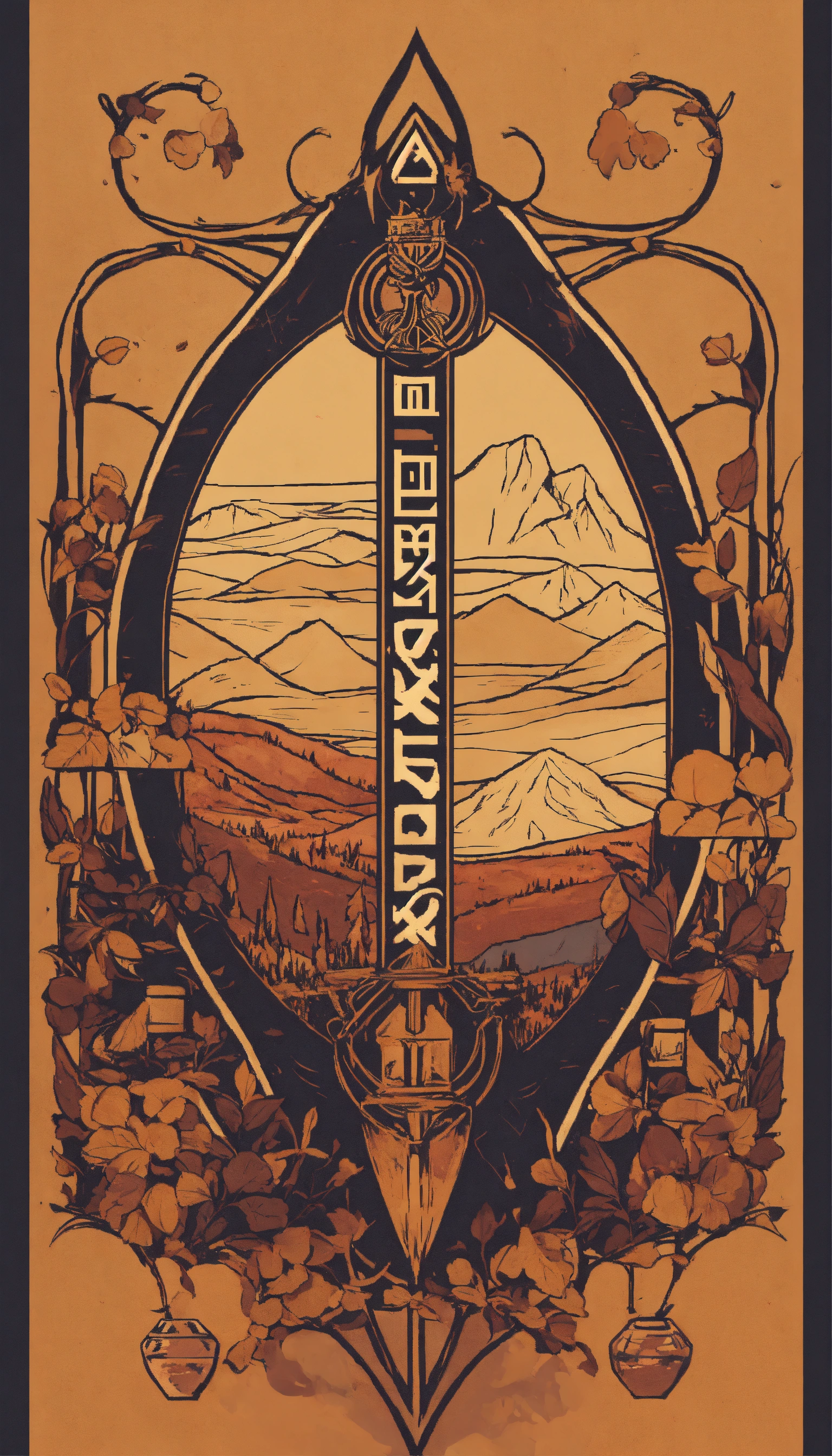Lexica - Mead, simplistic, logo, Nordic runes in the back ground