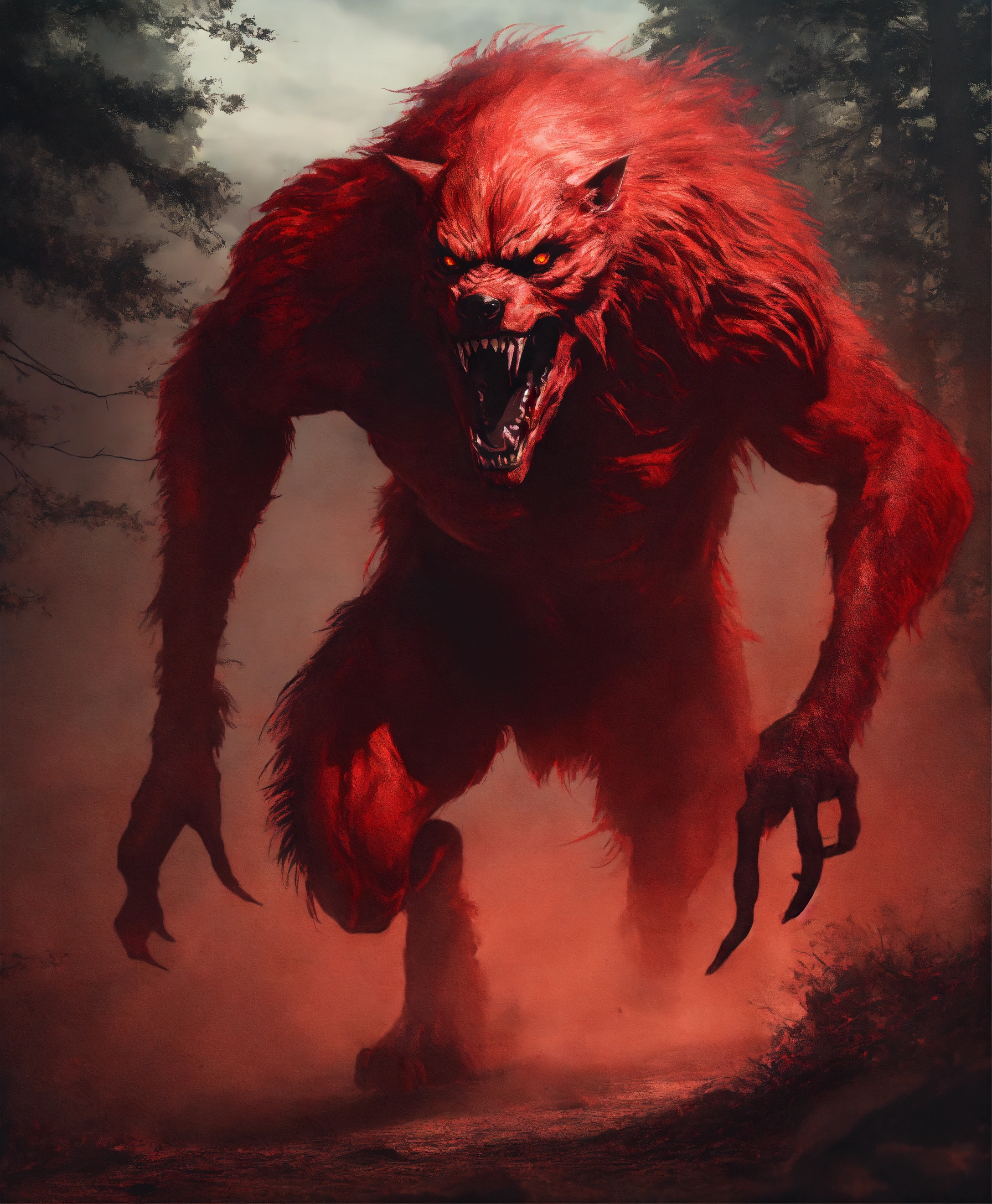 Lexica - Terrifying RED SKINWALKER Running In Ultra Realistic Style