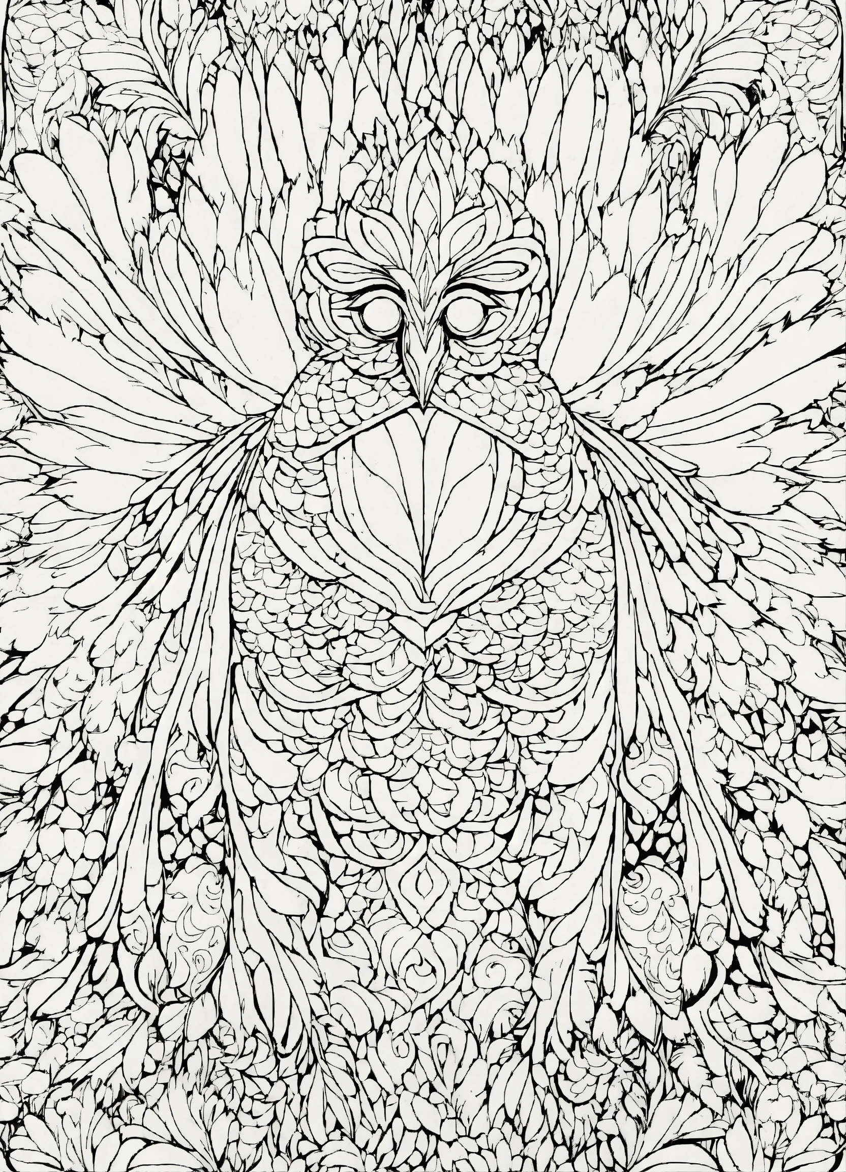 Lexica - Coloring page for adults, bold lines, dark lines, symmetrical ...