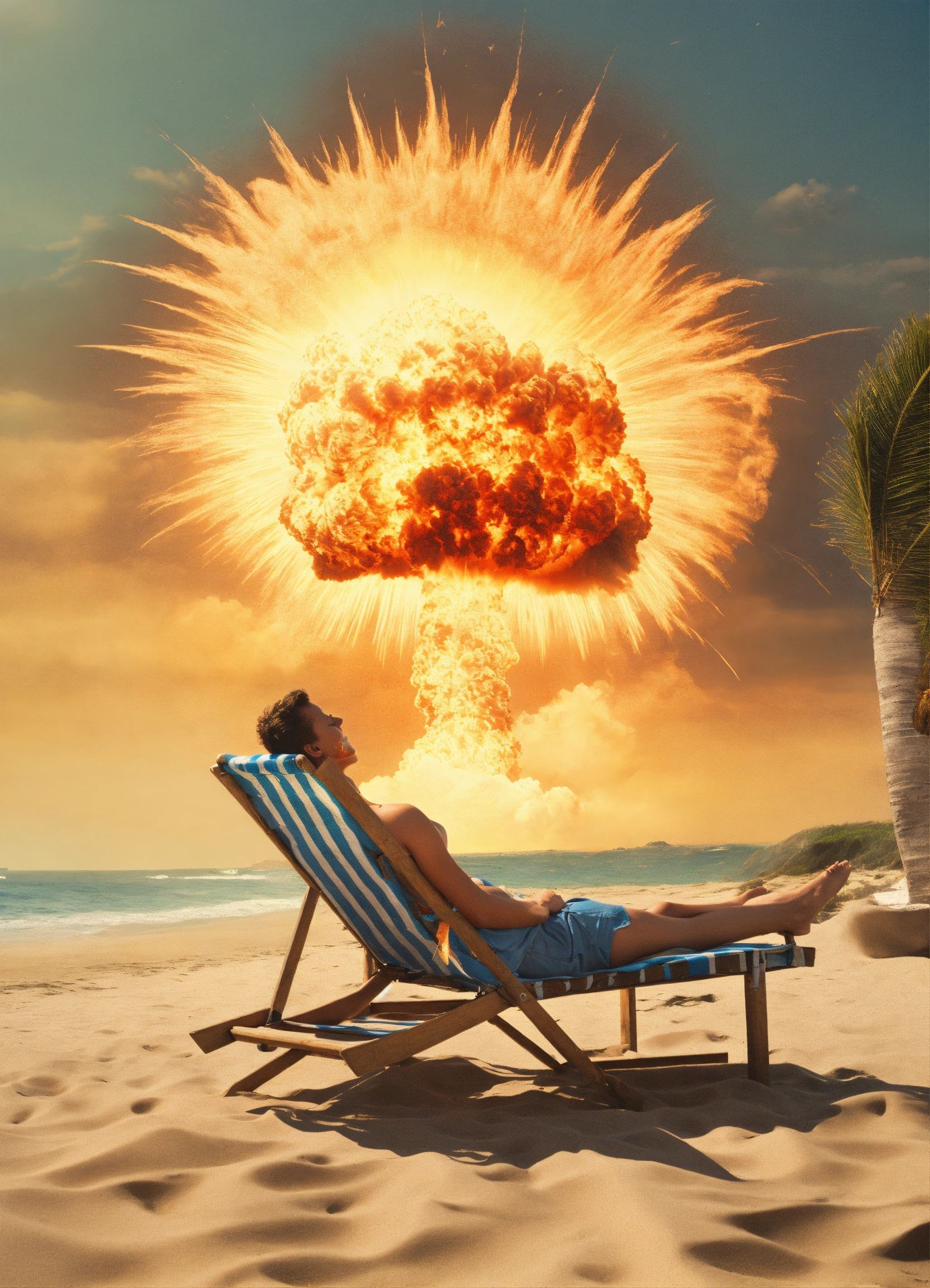 Lexica - Nuclear explosion, Skeleton lies on a sun lounger, hands ...