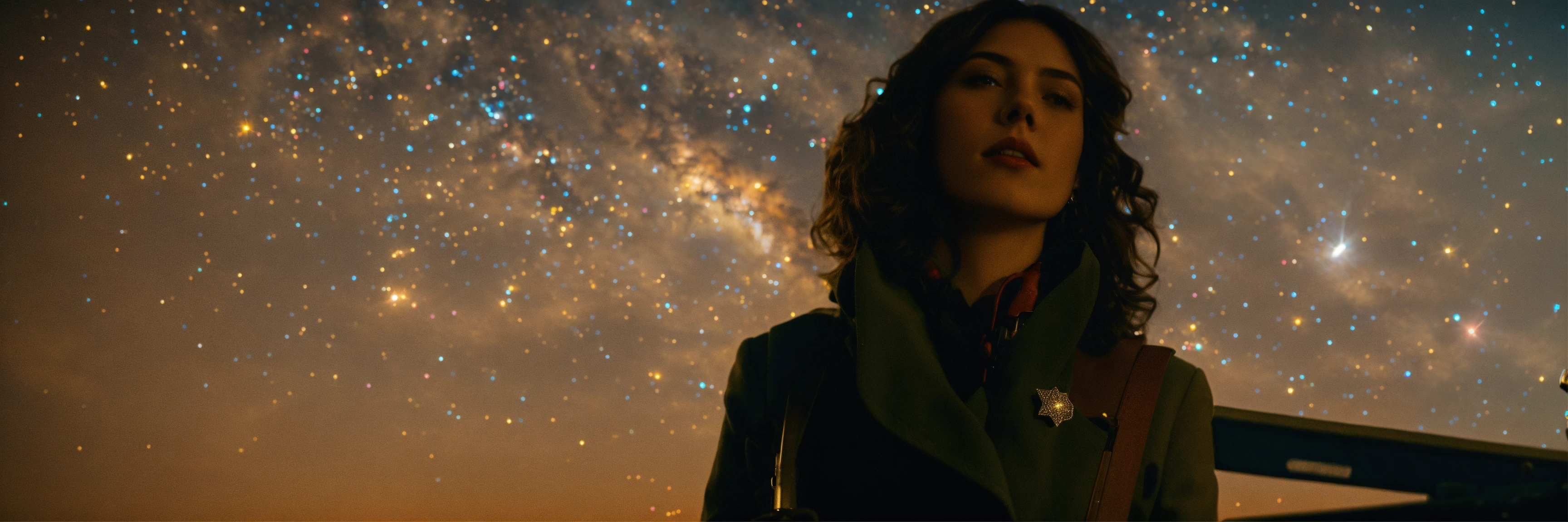 Lexica - Woman holding a pistol in front of a star-filled sky