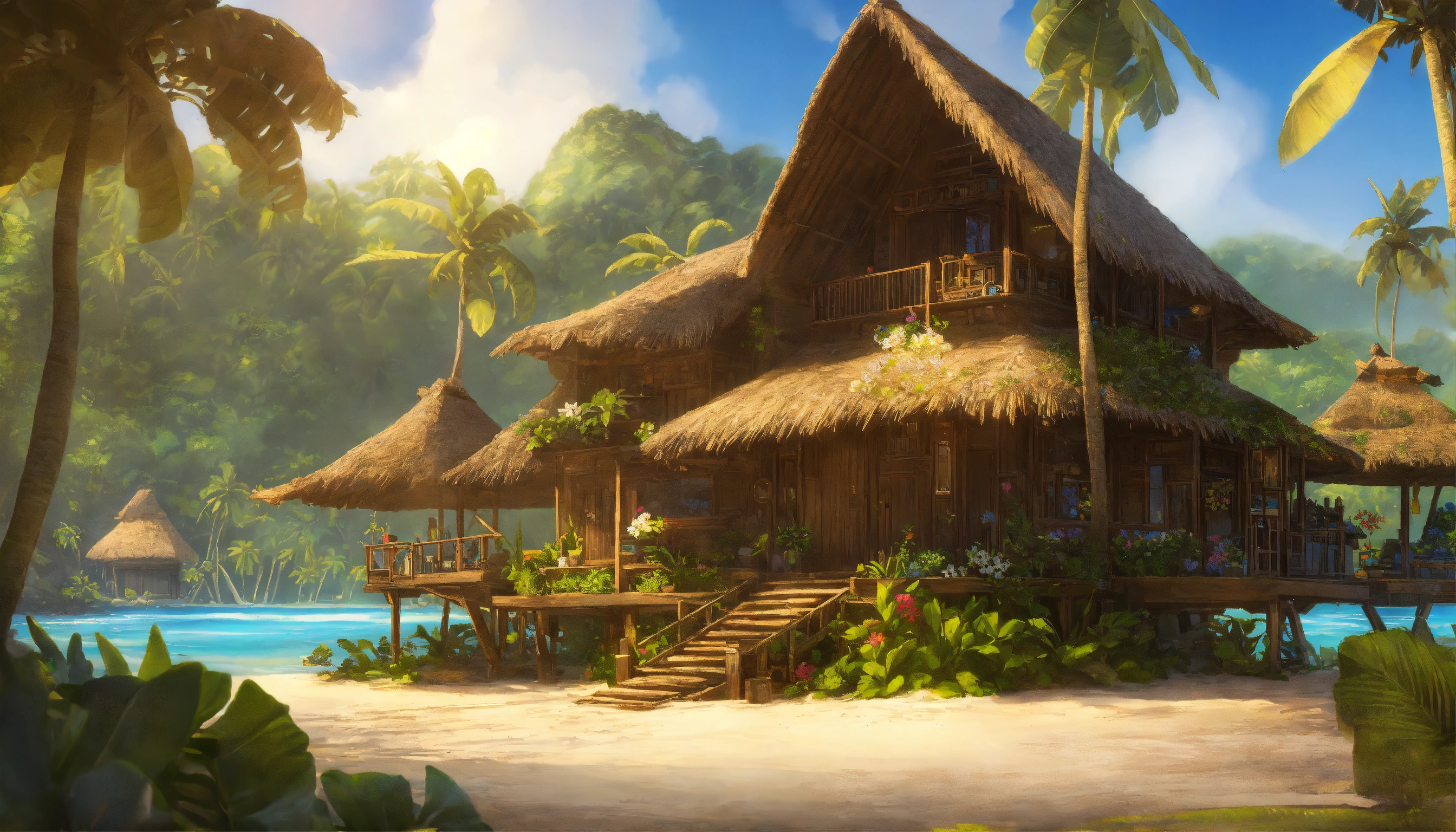 Lexica - Concept art of tropical village house, Polynesian, fantasy ...
