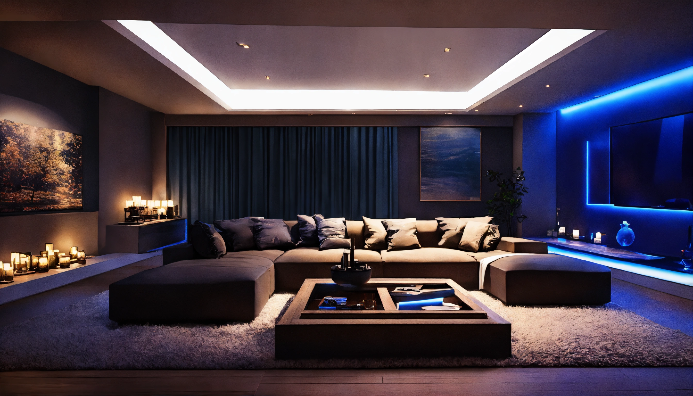 Lexica - A luxury relaxation room dark with ambient illumination in ...