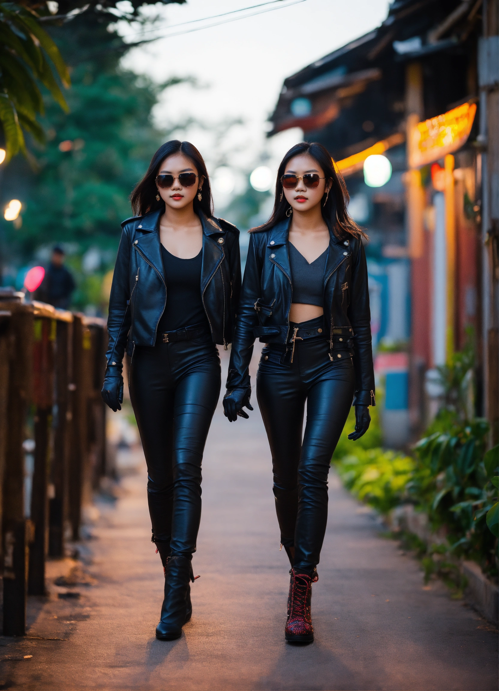 Girls wearing leather jackets best sale