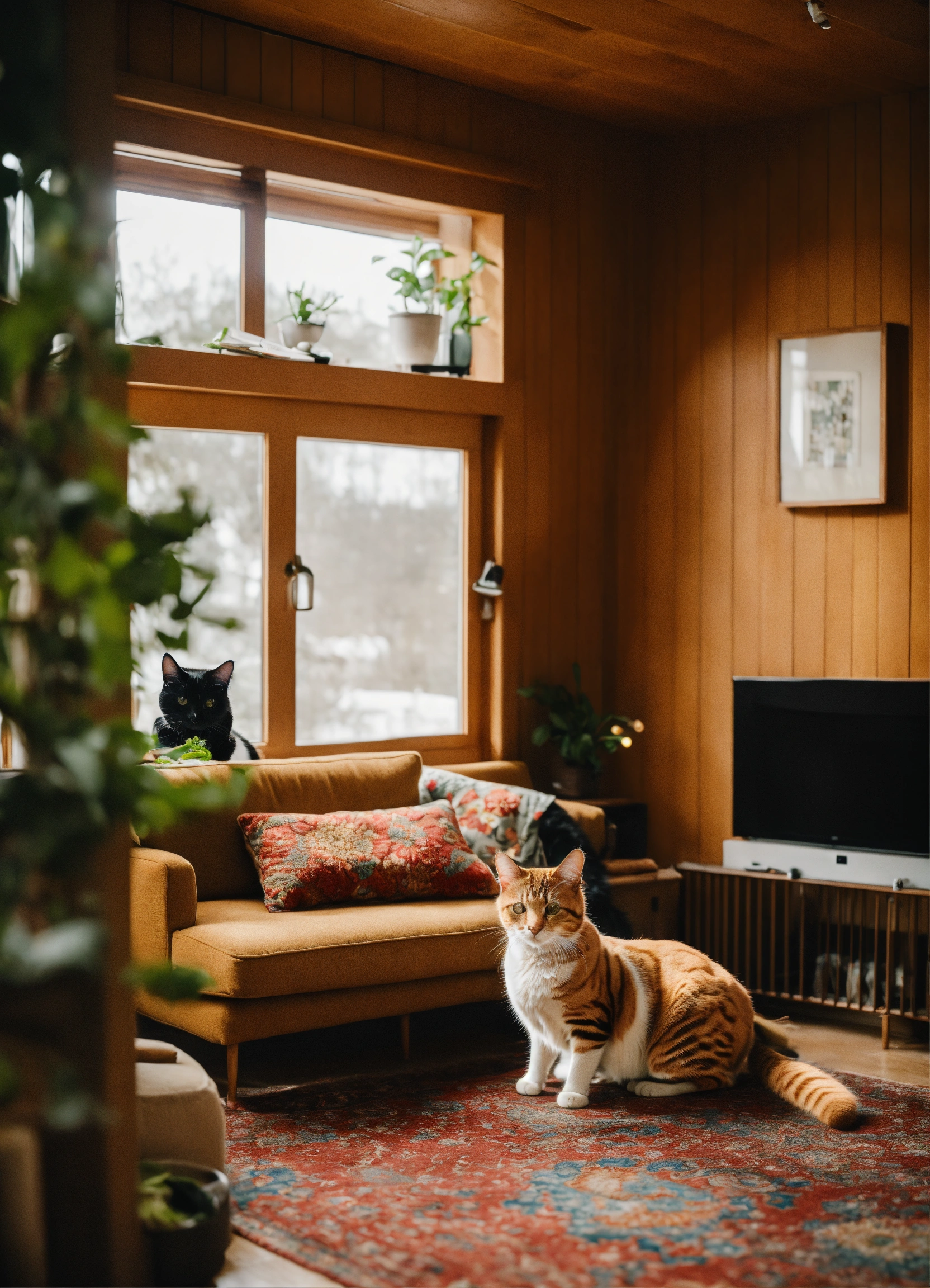 Lexica - A cat in a cozy living room.