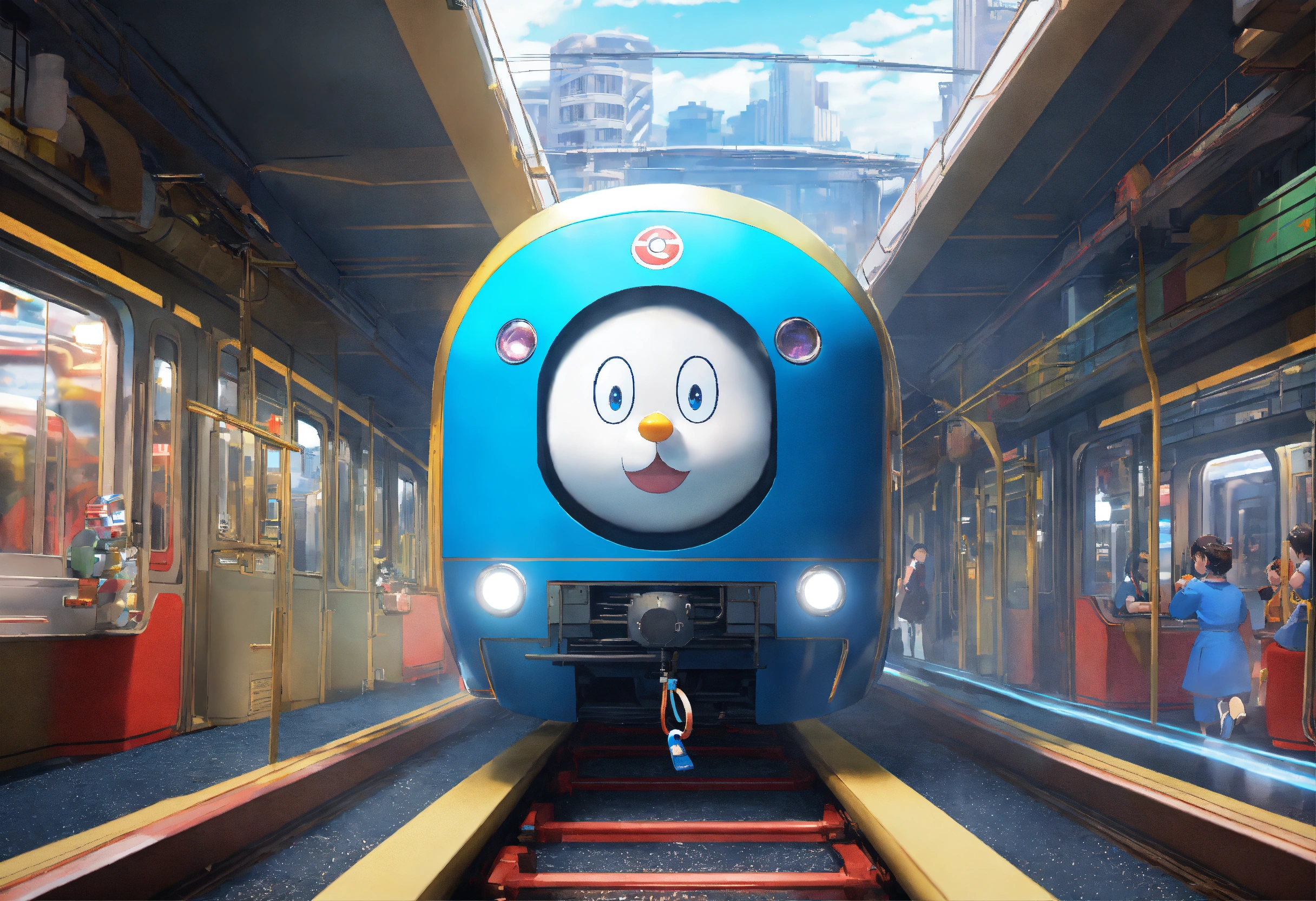 Lexica - Train of the future running, Doraemon-like color design, high ...