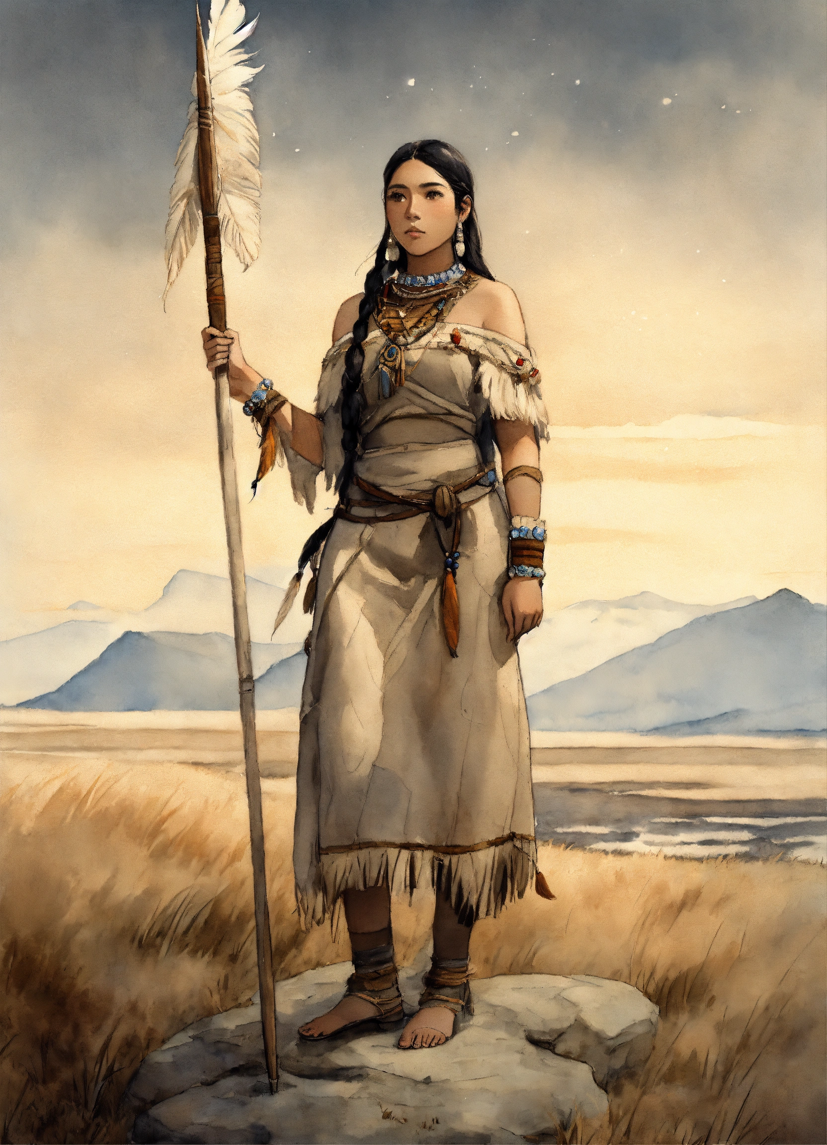 Lexica - Full body Illustration of an inuit woman, young, 18 years old ...