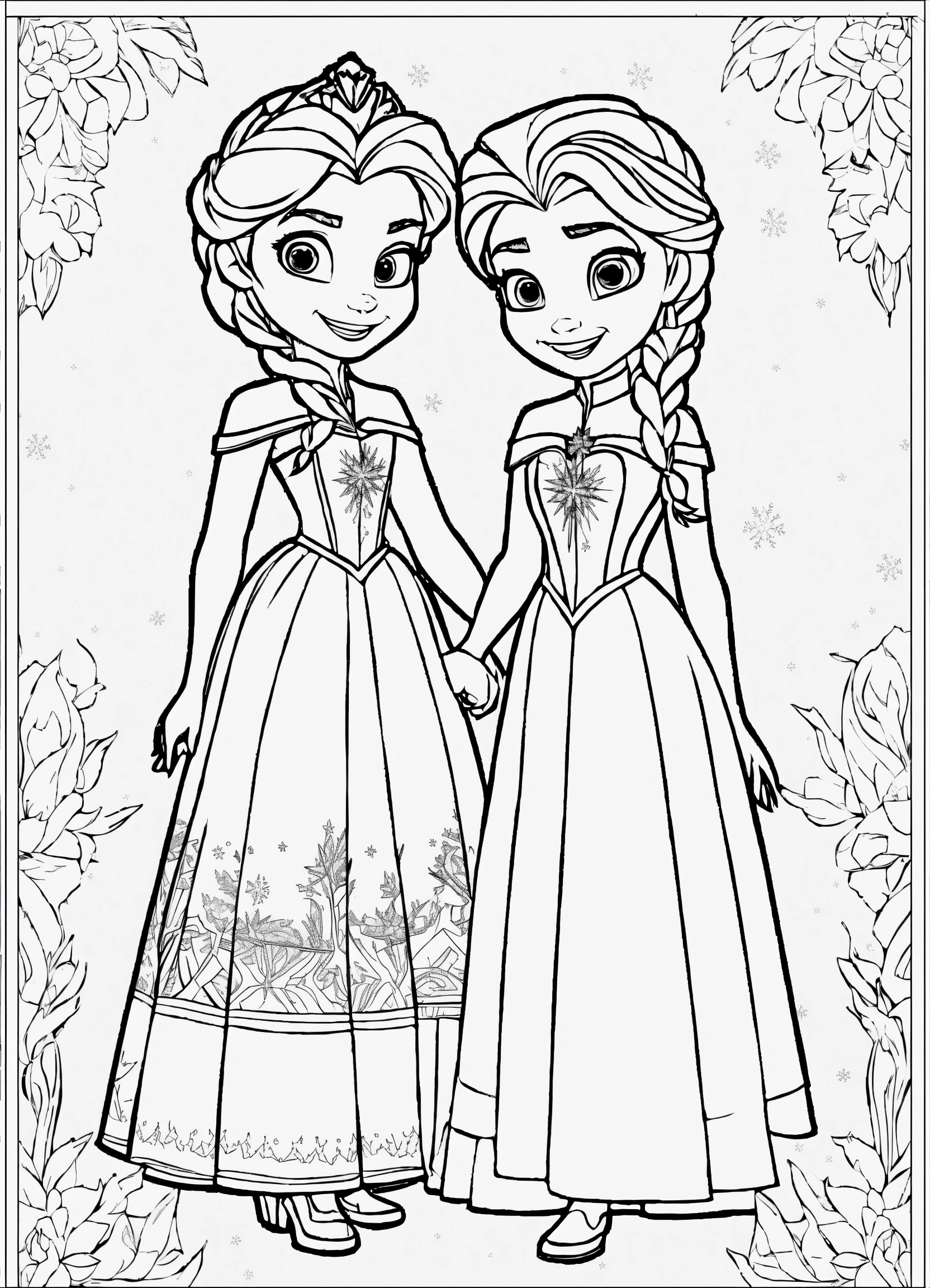Lexica - Make a simple colouring book page that shows little kids Elsa ...