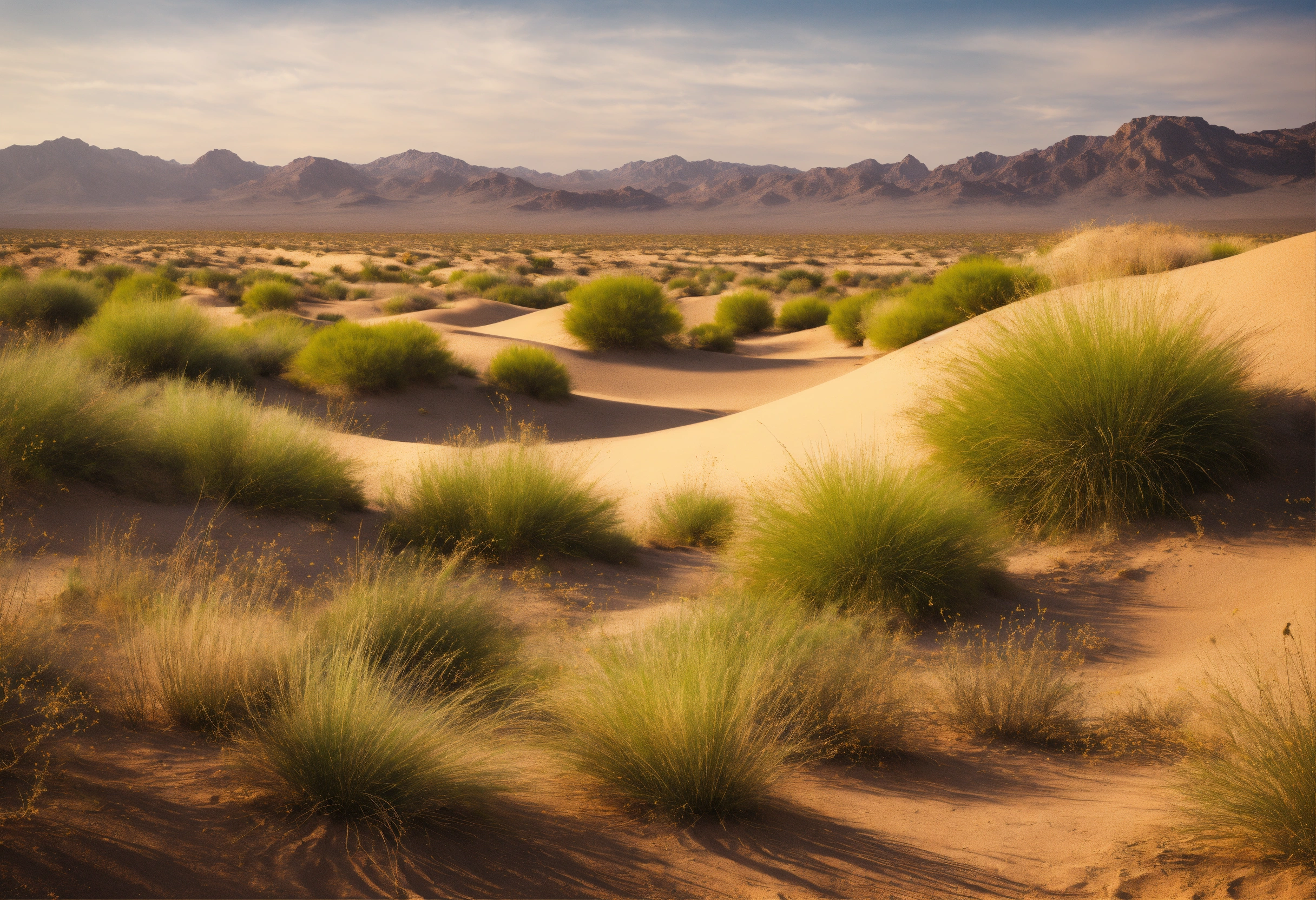 Lexica - A desert background with some grasses in the spring season
