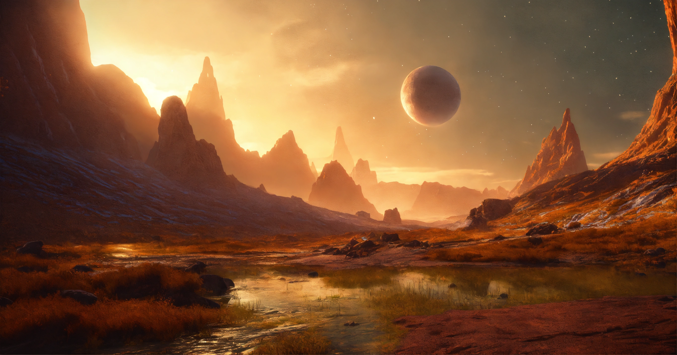 Lexica - Make me a random alien fantasy landscape with natural ...
