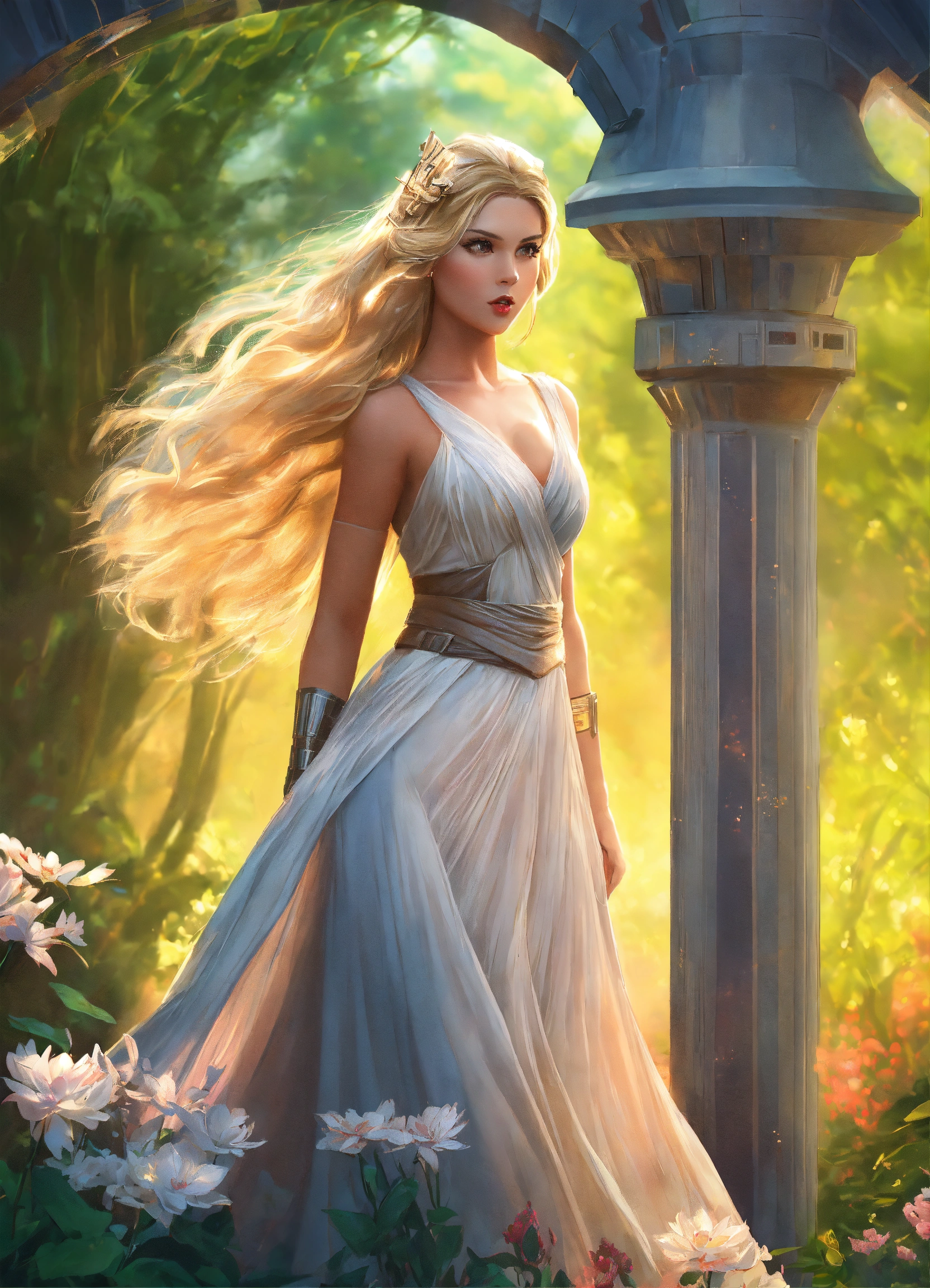 Lexica - Digital art of a shapely Star Wars woman in an action pose ...