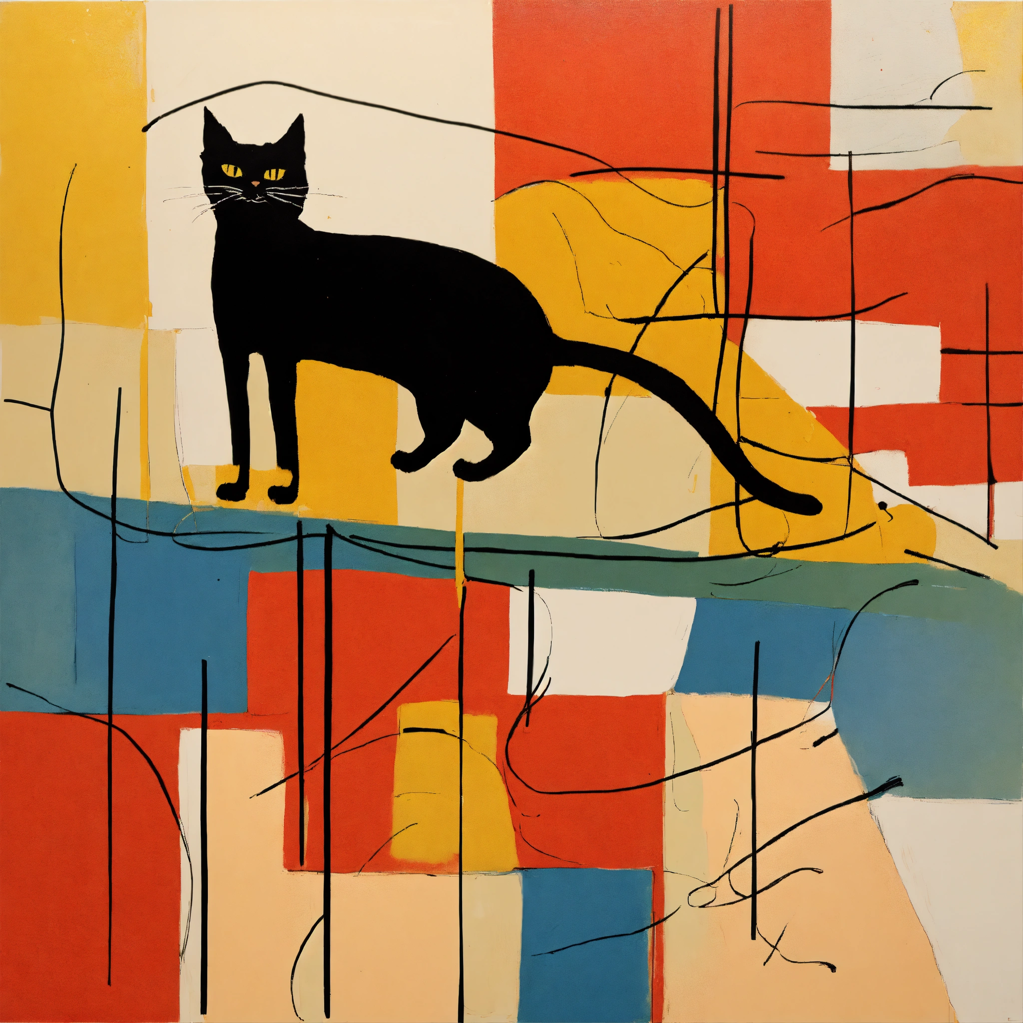 Lexica - Minimalistic painting of cats using lines and scribbles with ...