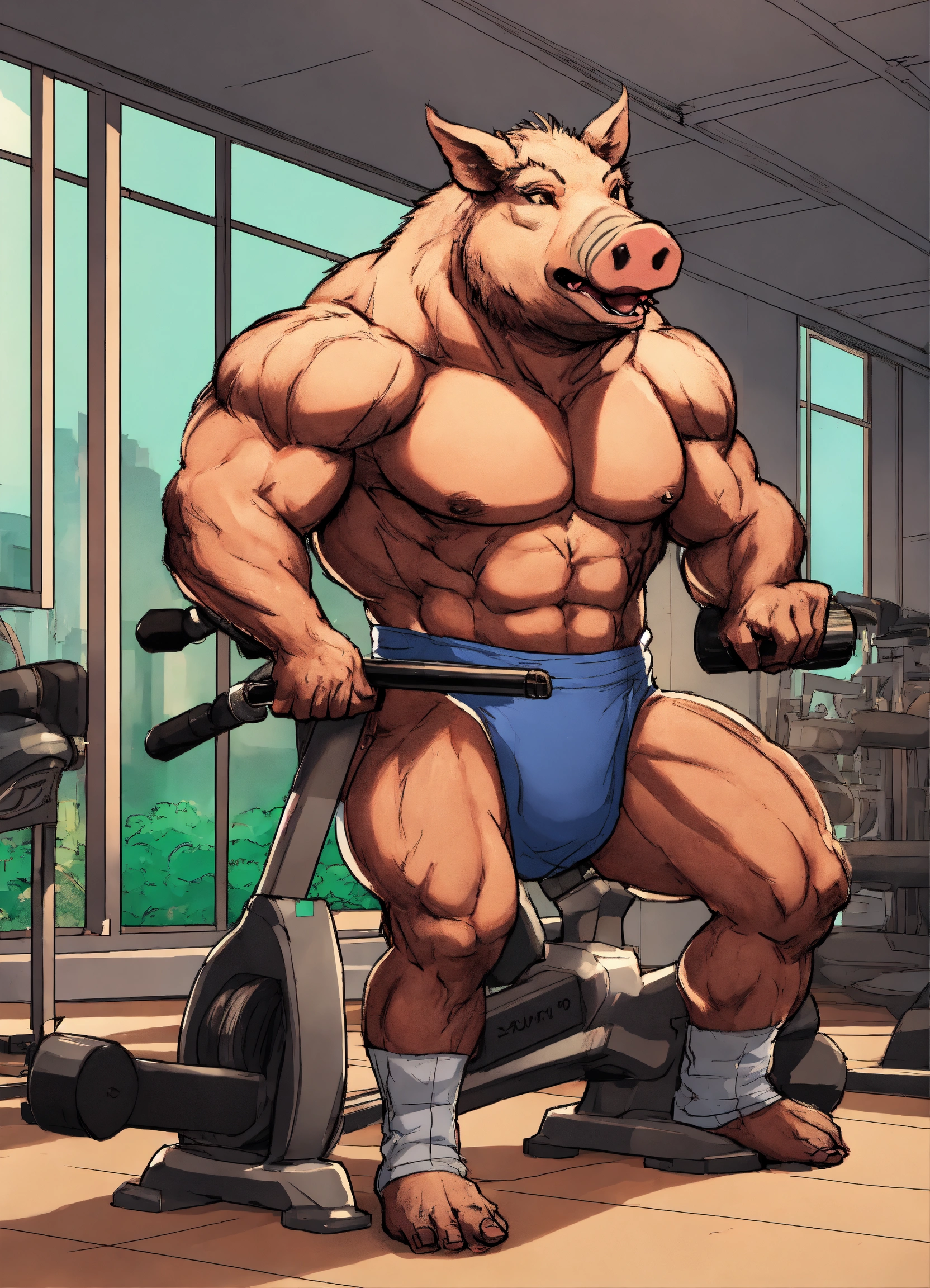Lexica - Humoristic wild boar doing bodybuilding, amazing high tech ...