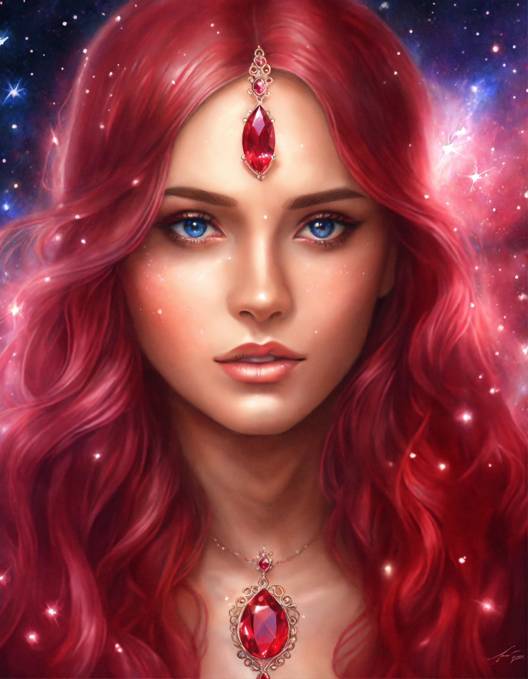 Lexica - Realistic beautifull colored pencil drawing of a magical ruby ...