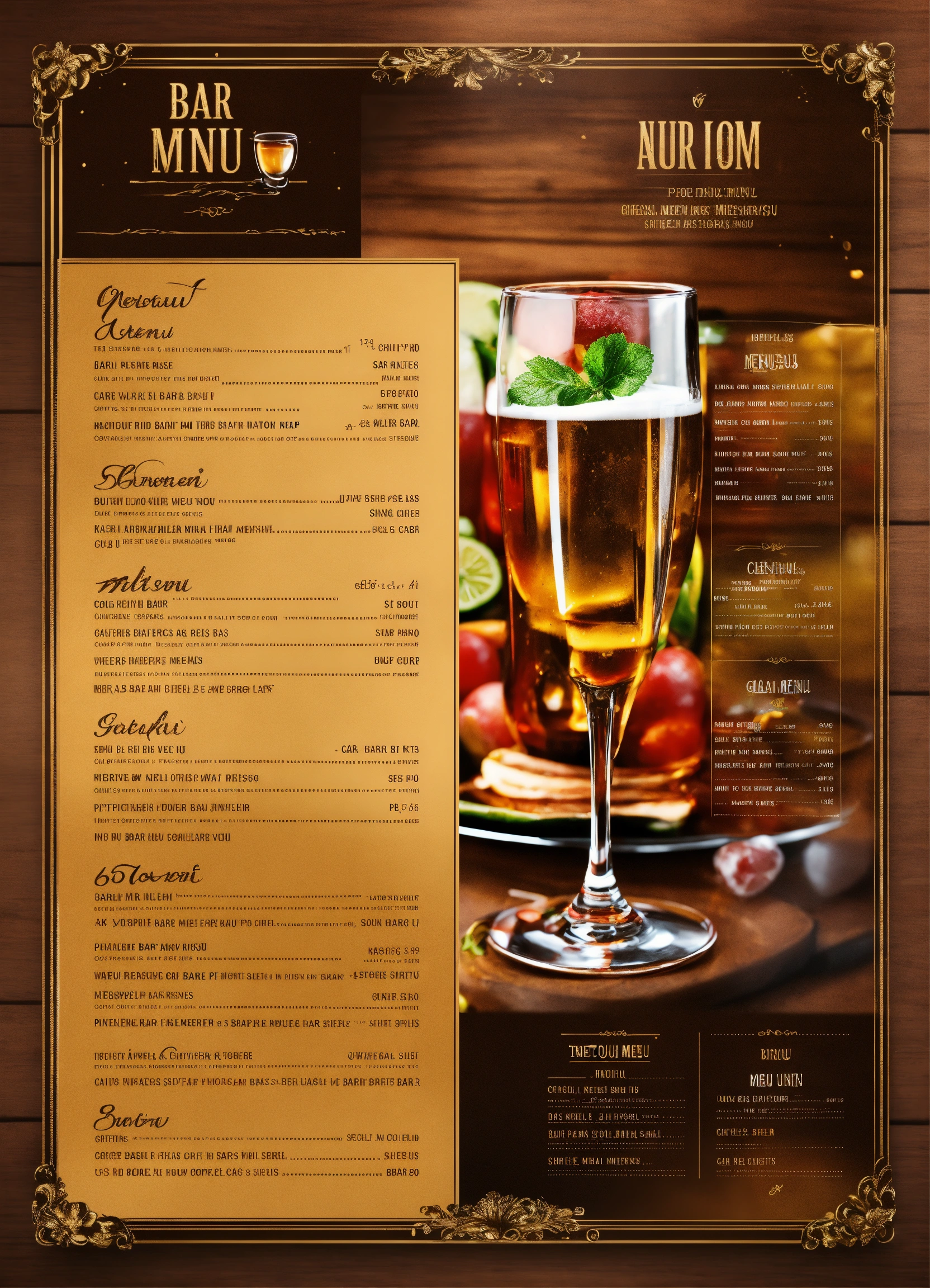 Lexica - Bar menu photoshop design 4k detailed