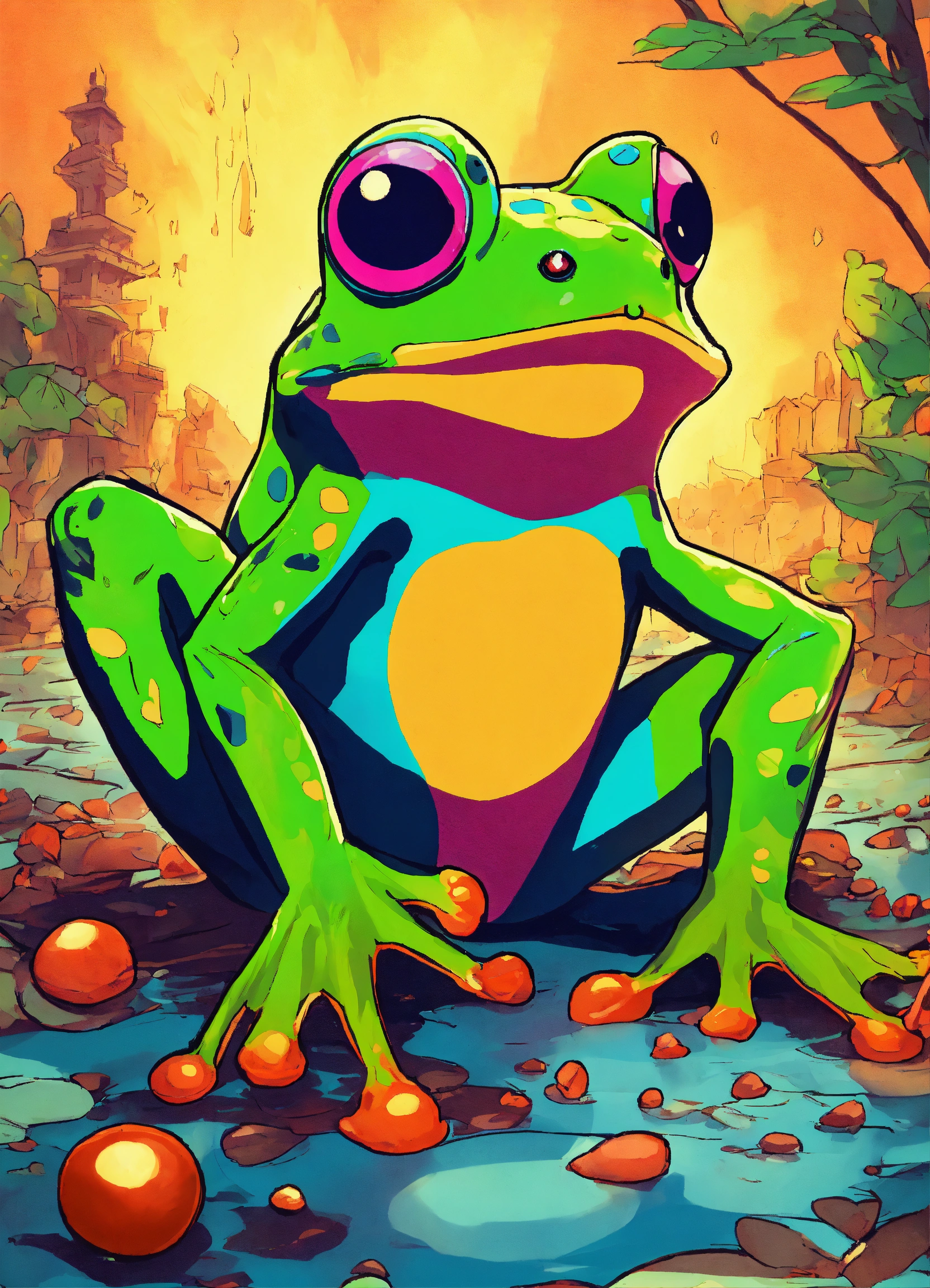 lexica-crazy-fluroszing-frog-comic-style-future-art