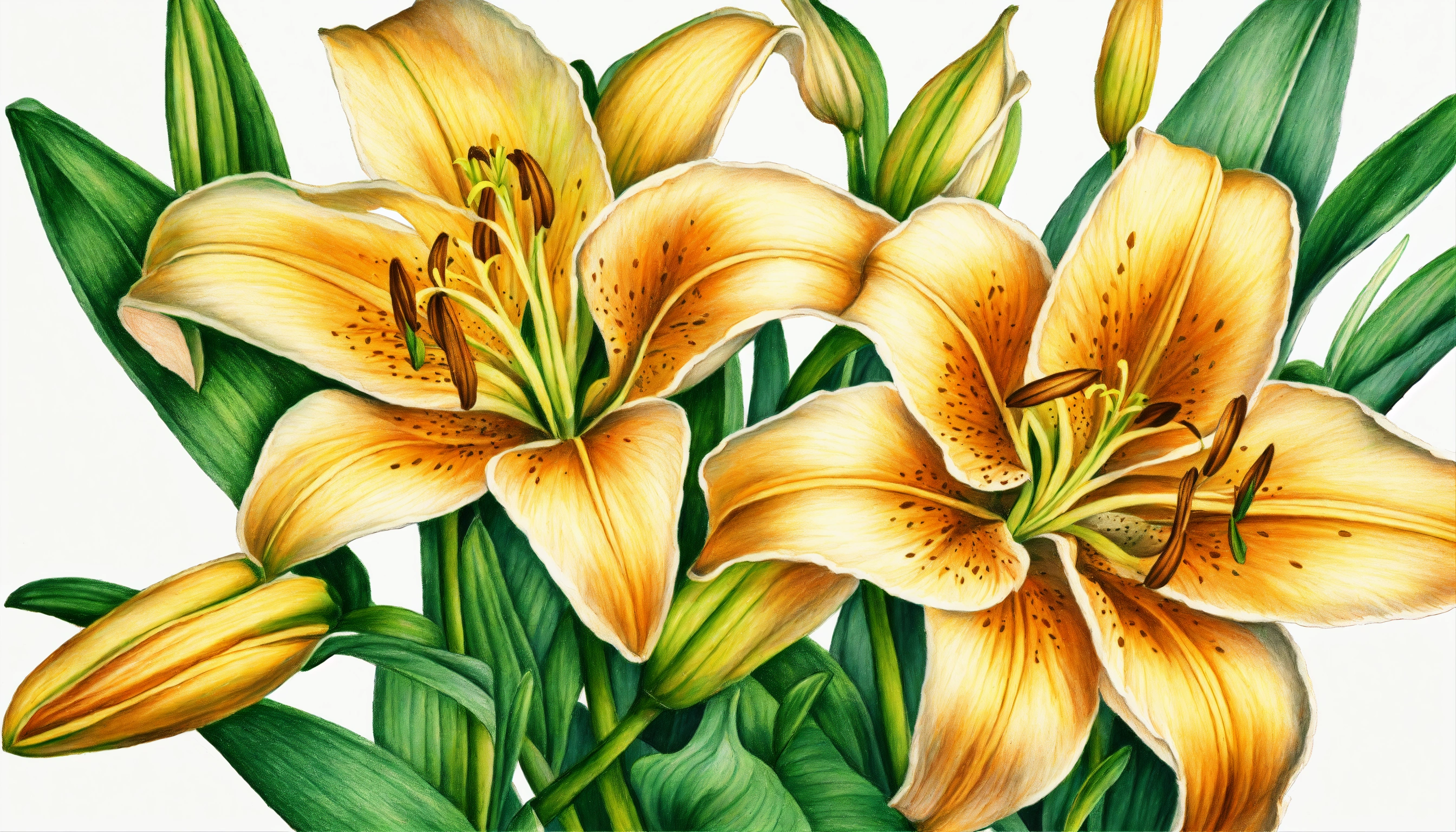 Lexica - Beautiful lilies, excellent, vintage style detailed colored ...
