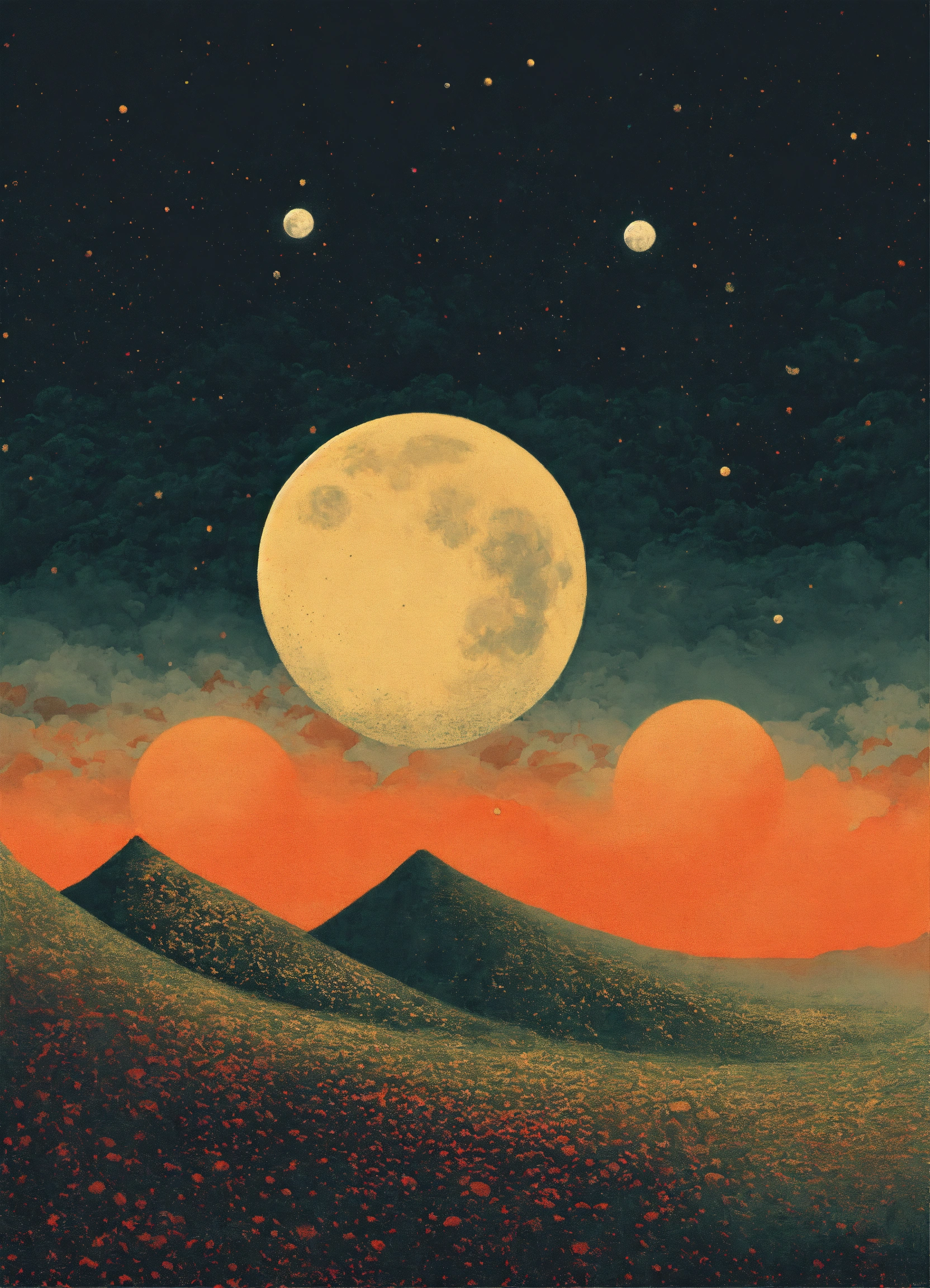 Lexica - Moon profile + Halftone pattern + editorial illustration of ...