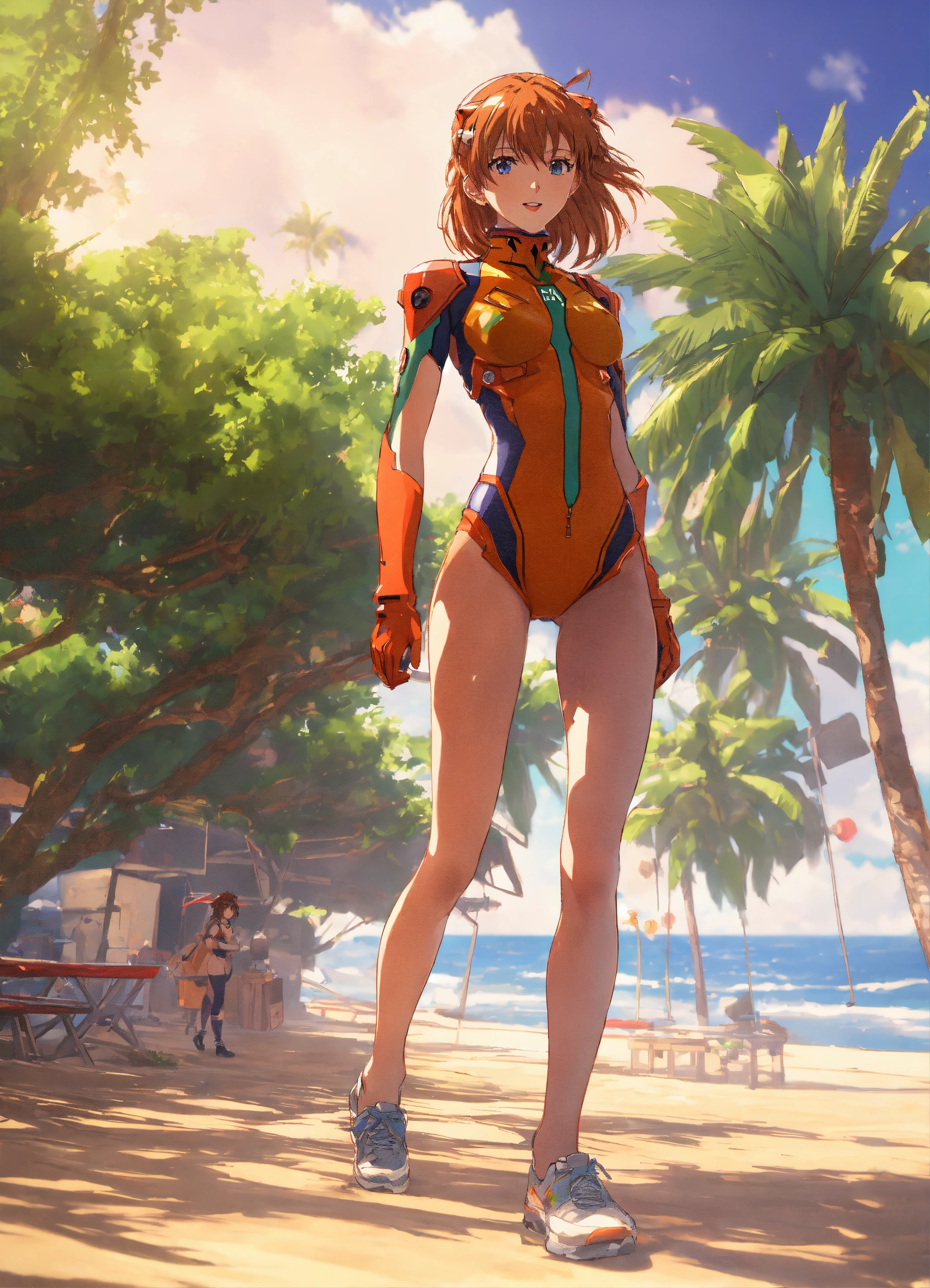 Lexica Anime art of Asuka from Neon Genesis Evangelion beach